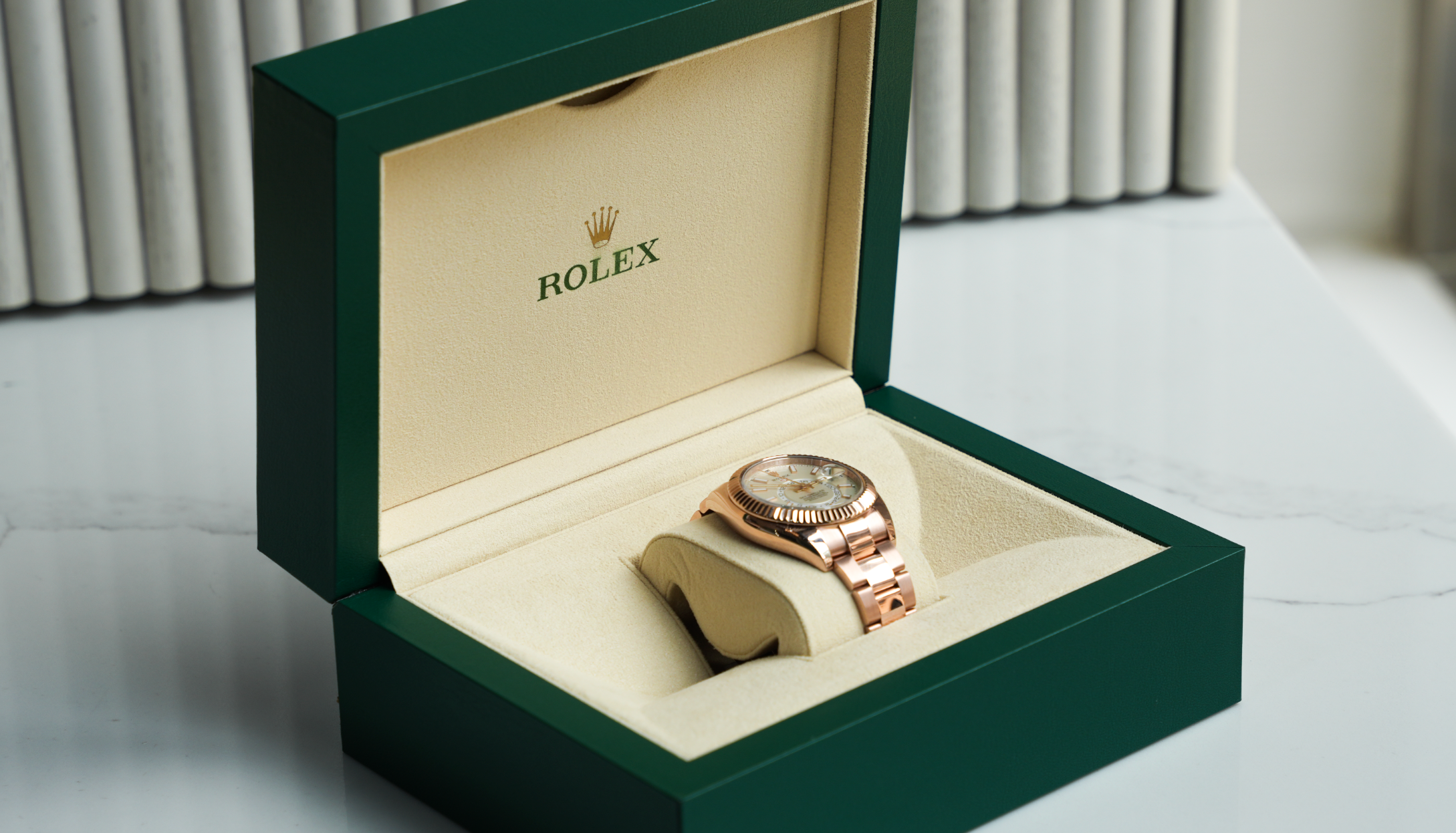 Rolex Sky-Dweller 42 – 18k Everose Gold with Intense White Dial Ref. 326935-0005-Rolex-JD Watches NY