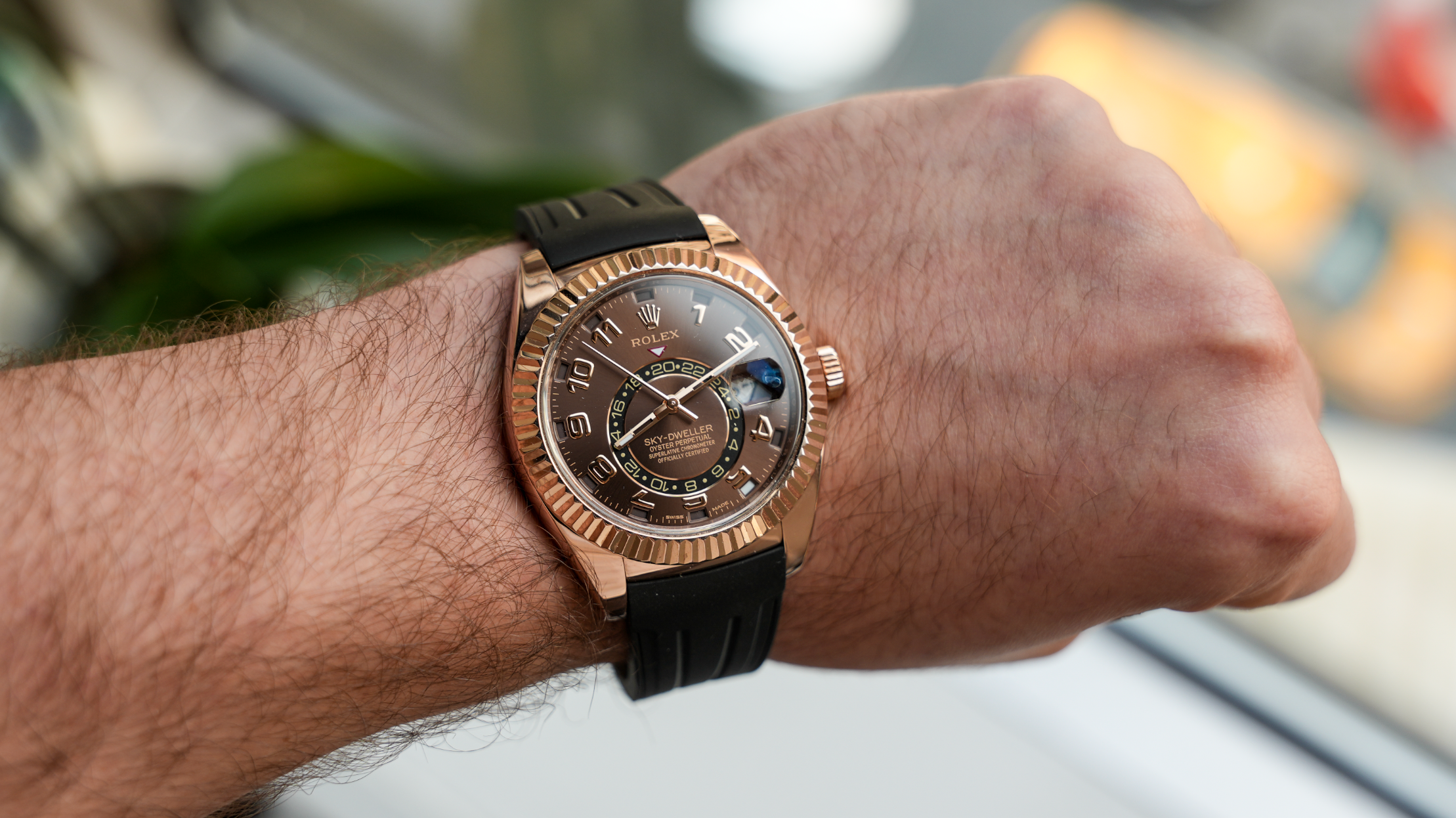 Rolex Sky-Dweller – Everose Gold Brown Arabic Dial on Oysterflex Ref. 326135-Rolex-JD Watches NY