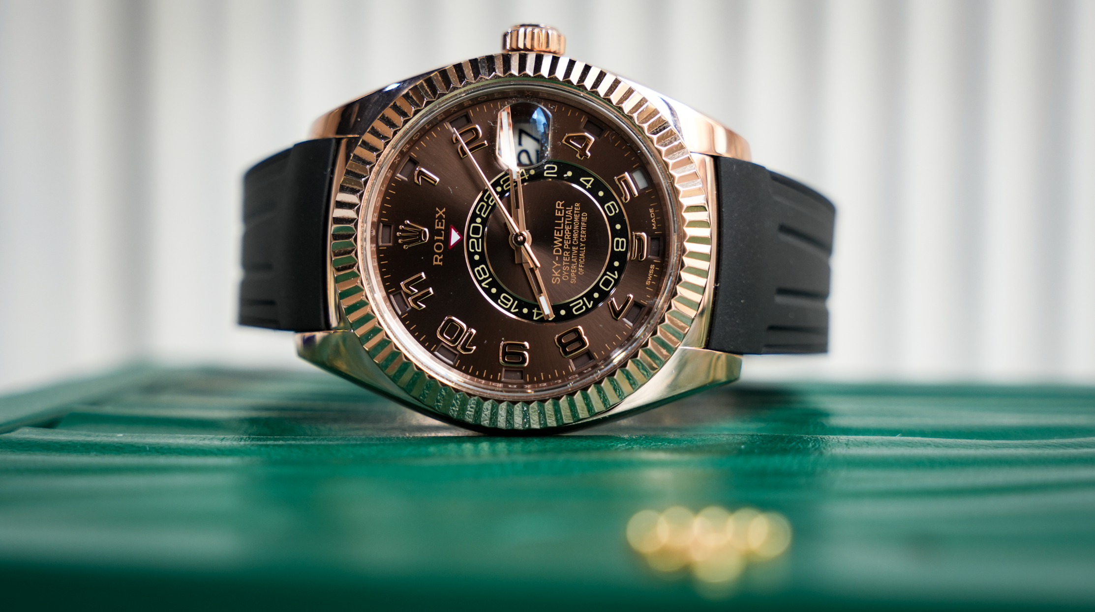 Rolex Sky-Dweller – Everose Gold Brown Arabic Dial on Oysterflex Ref. 326135-Rolex-JD Watches NY