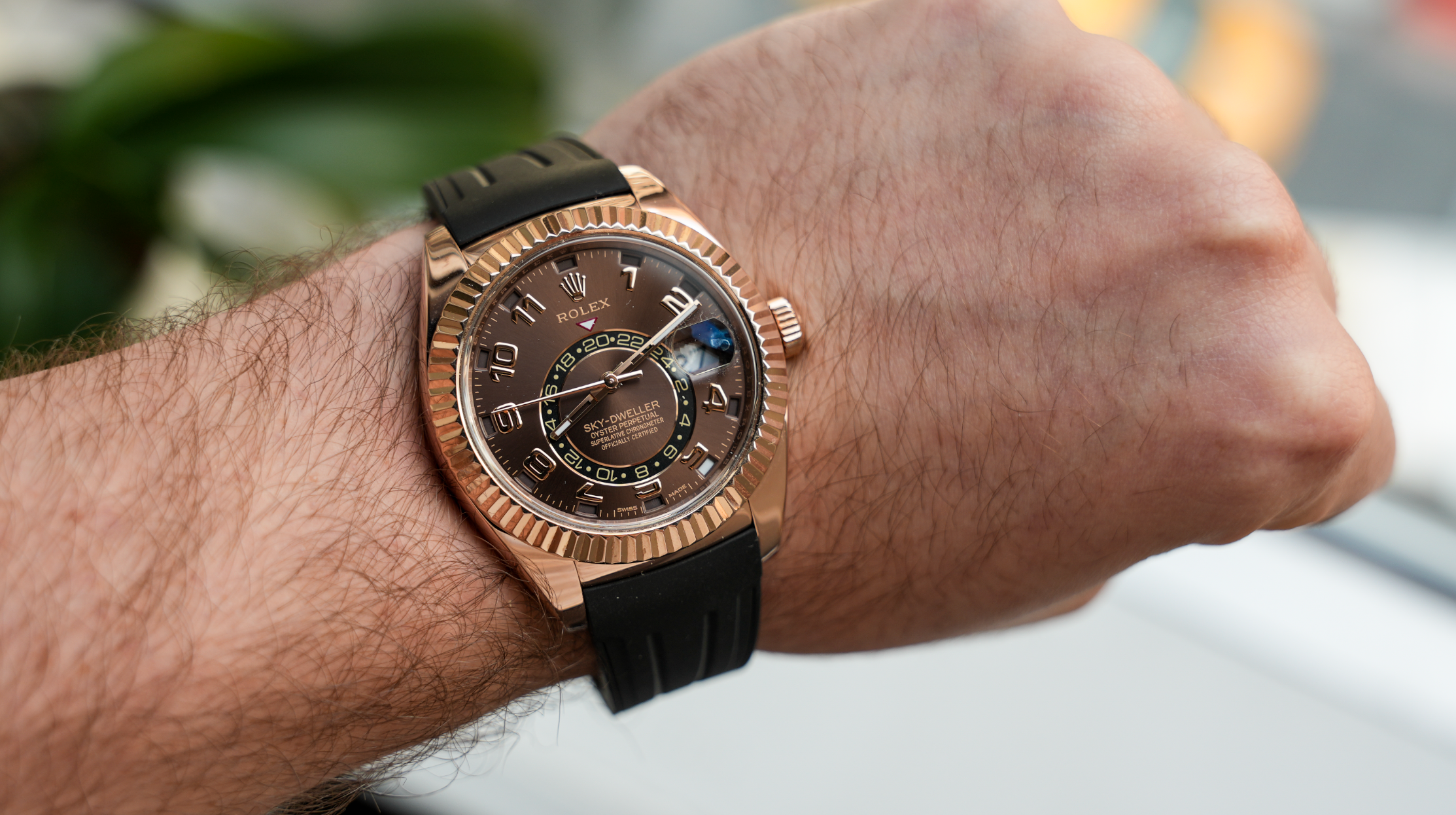 Rolex Sky-Dweller – Everose Gold Brown Arabic Dial on Oysterflex Ref. 326135-Rolex-JD Watches NY