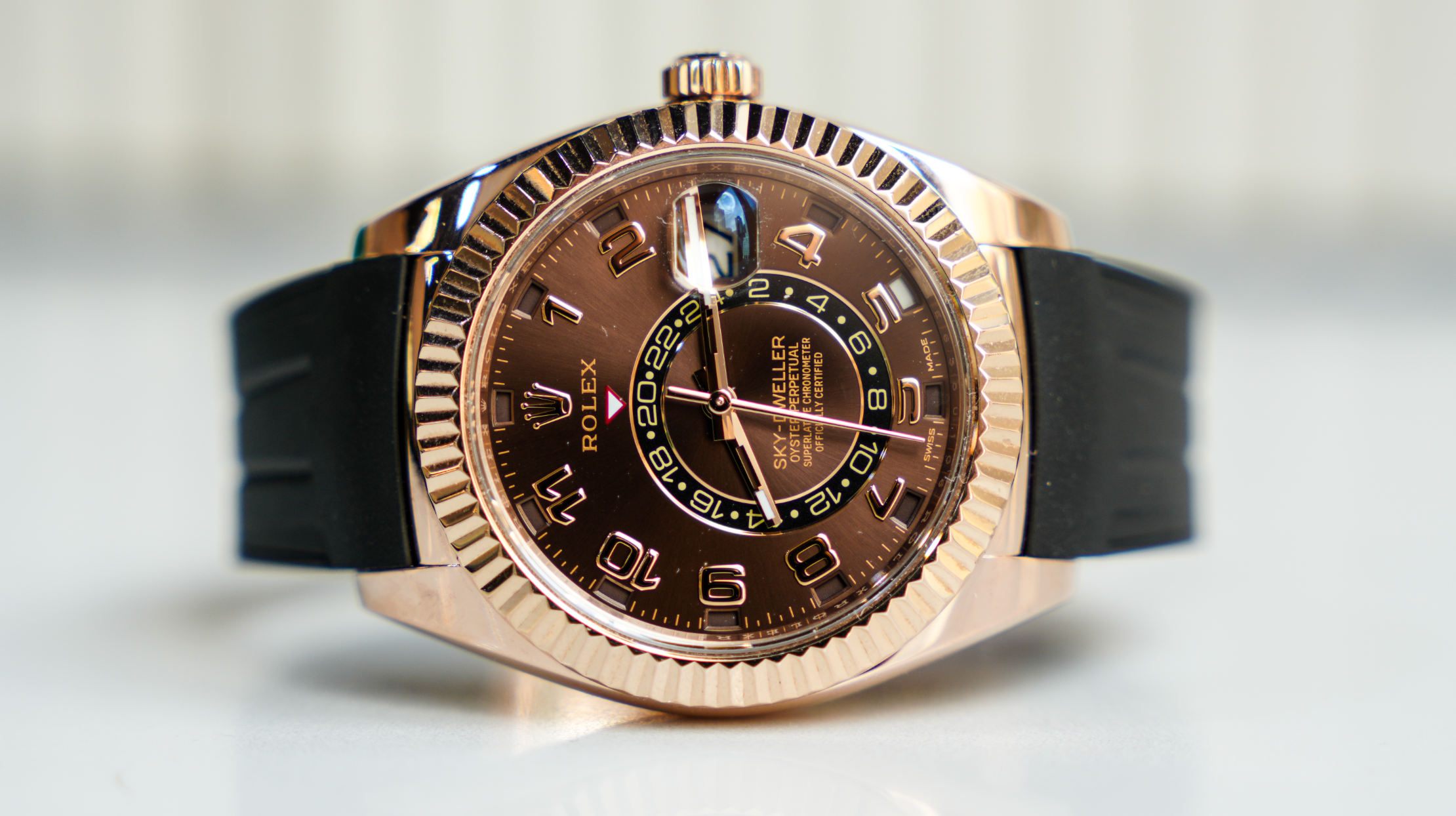 Rolex Sky-Dweller – Everose Gold Brown Arabic Dial on Oysterflex Ref. 326135-Rolex-JD Watches NY