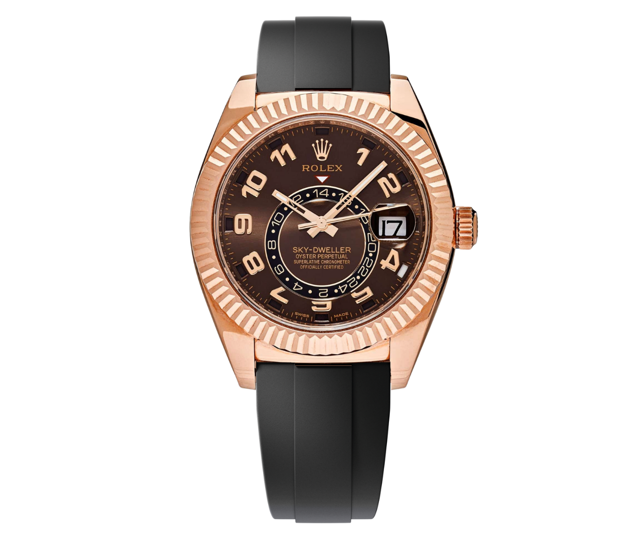 Rolex Sky-Dweller – Everose Gold Brown Arabic Dial on Oysterflex Ref. 326135-Rolex-JD Watches NY