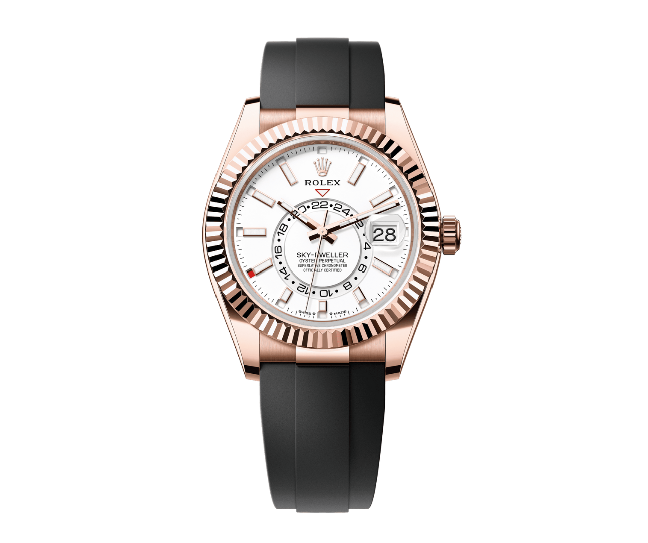 Rolex Sky-Dweller – Everose Gold & Oysterflex White Dial Ref. 336235-Rolex-JD Watches NY