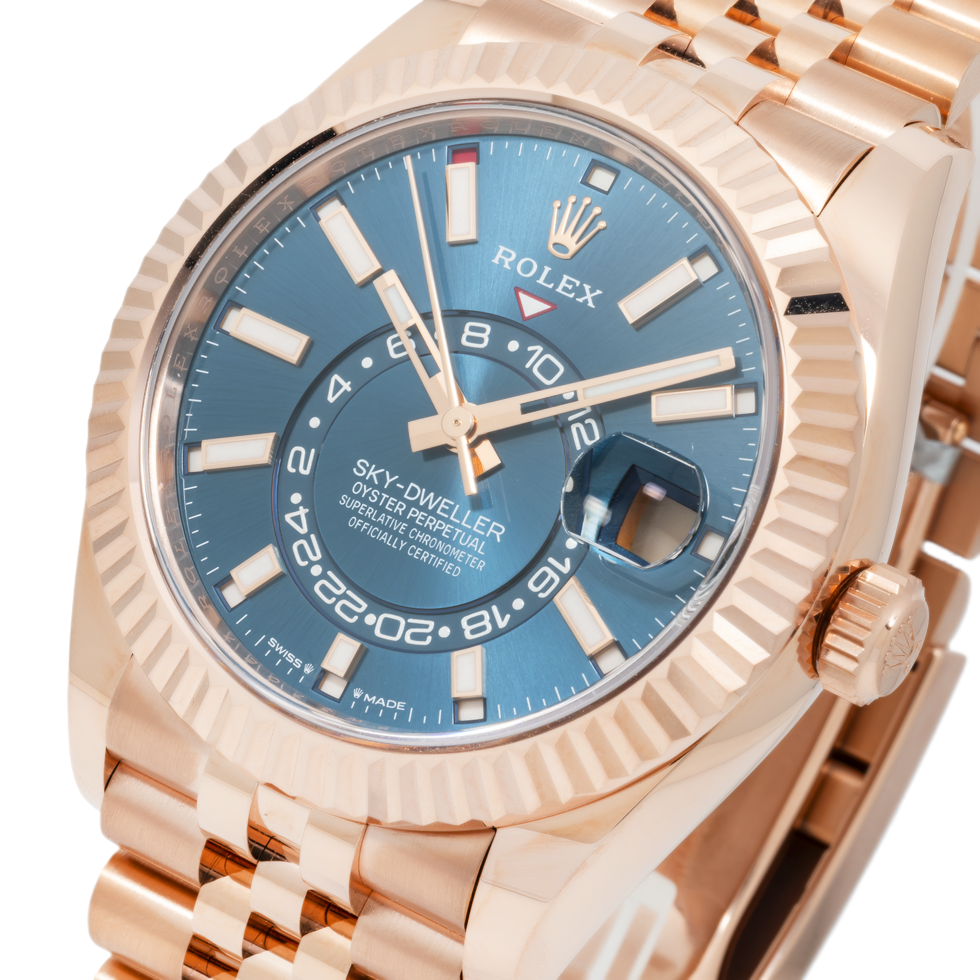 Rolex Sky Dweller Rose Gold with Blue Dial Jubilee Bracelet 336935-Rolex-JD Watches NY