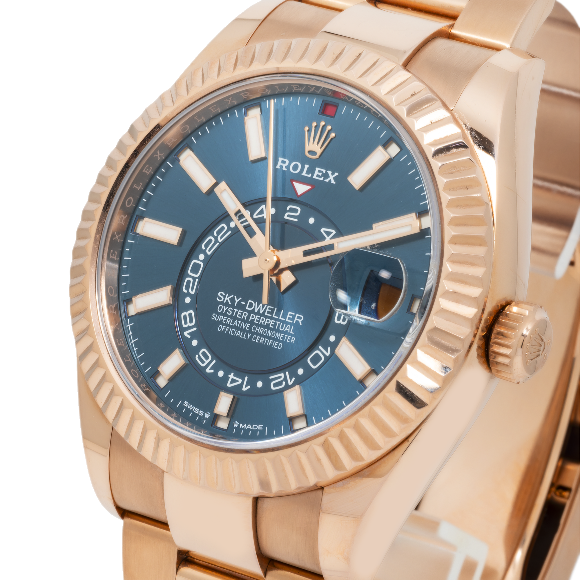 Rolex Sky Dweller Rose Gold with Blue Index Dial Oyster Bracelet 336935-Rolex-JD Watches NY