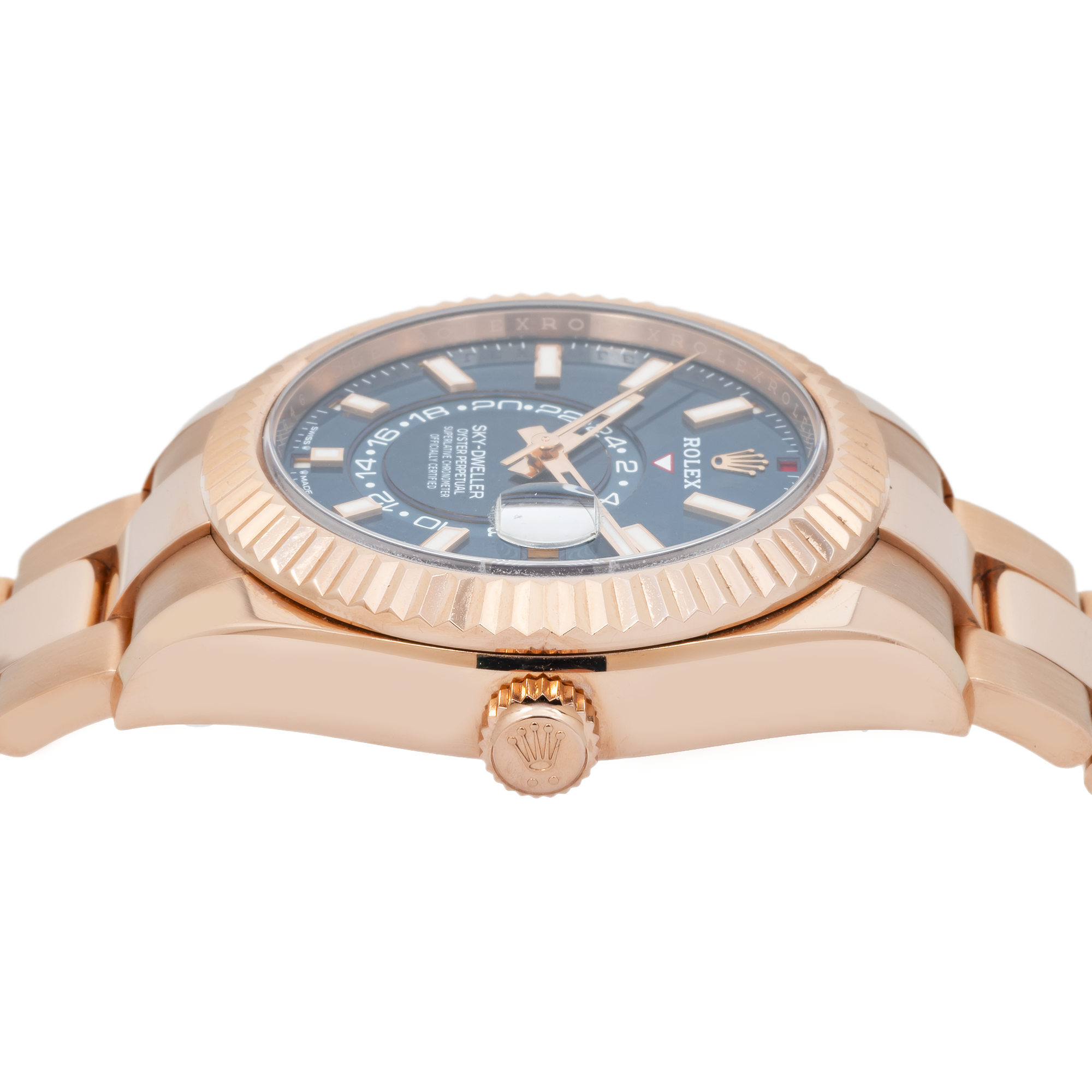 Rolex Sky Dweller Rose Gold with Blue Index Dial Oyster Bracelet 336935-Rolex-JD Watches NY