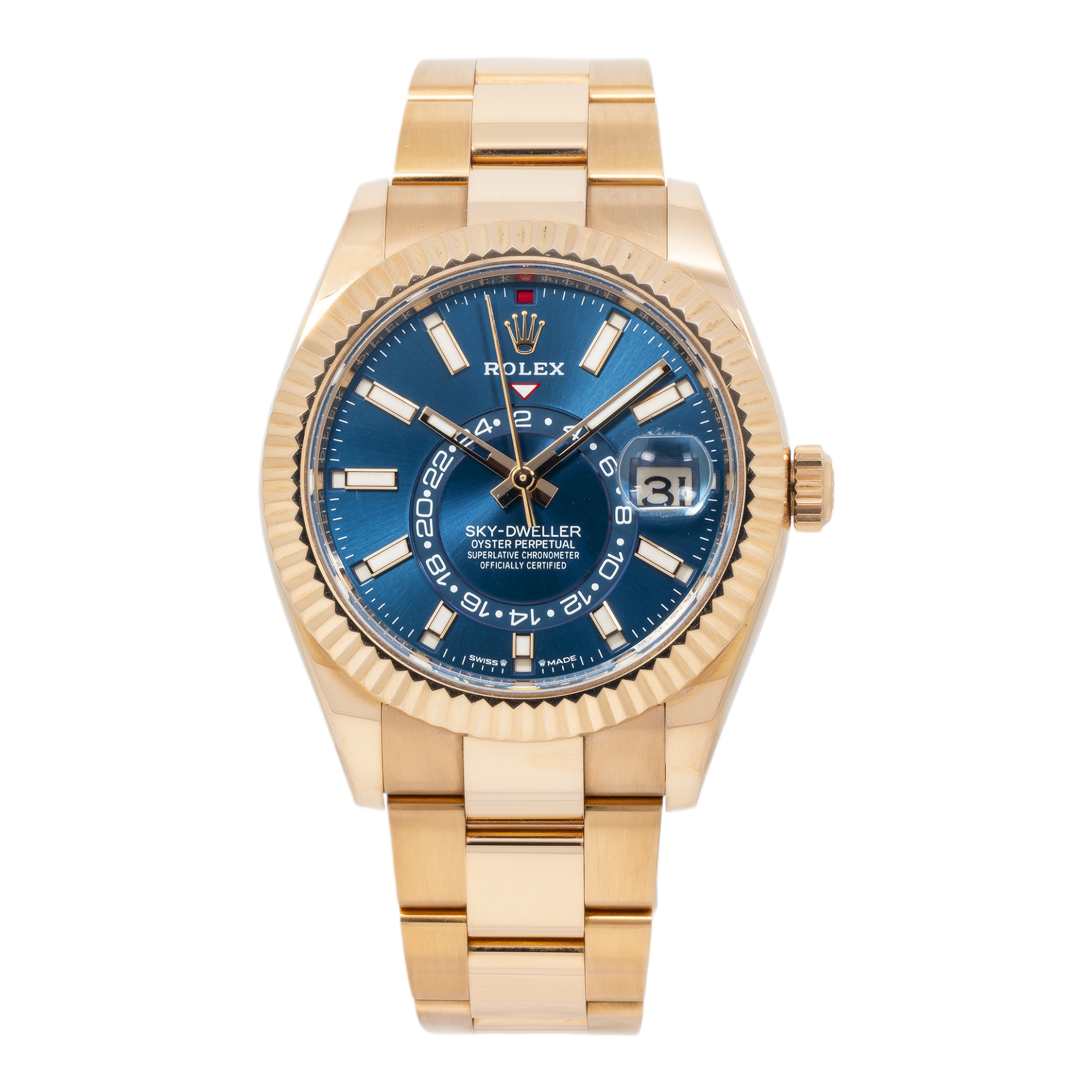 Rolex Sky Dweller Rose Gold with Blue Index Dial Oyster Bracelet 336935-Rolex-JD Watches NY
