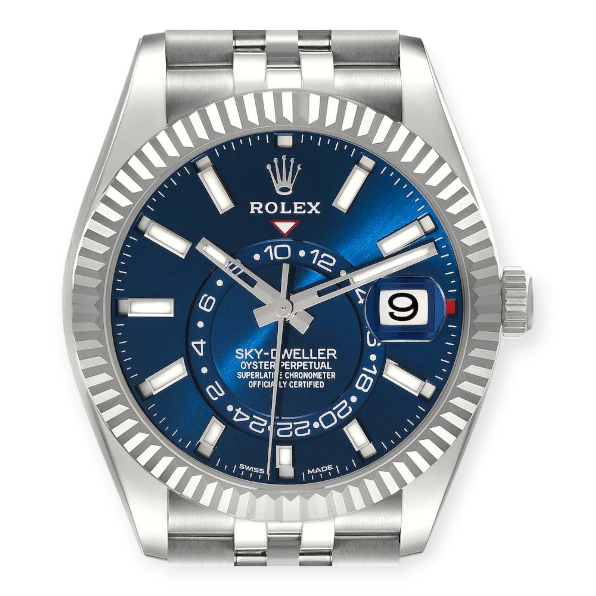 Rolex Sky Dweller Stainless Steel Blue Dial Jubilee Bracelet 326934-Rolex-JD Watches NY