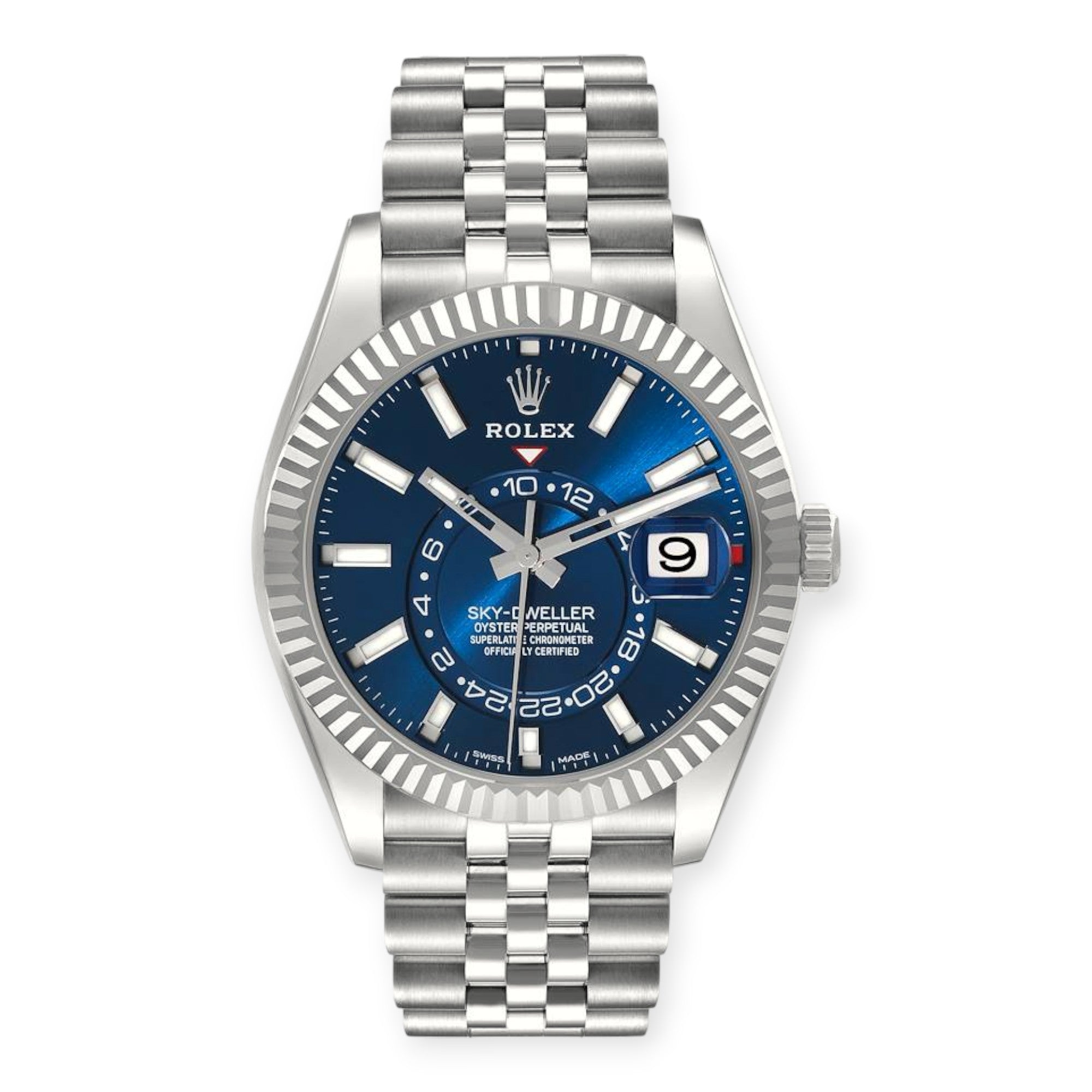 Rolex Sky Dweller Stainless Steel Blue Dial Jubilee Bracelet 326934-Rolex-JD Watches NY