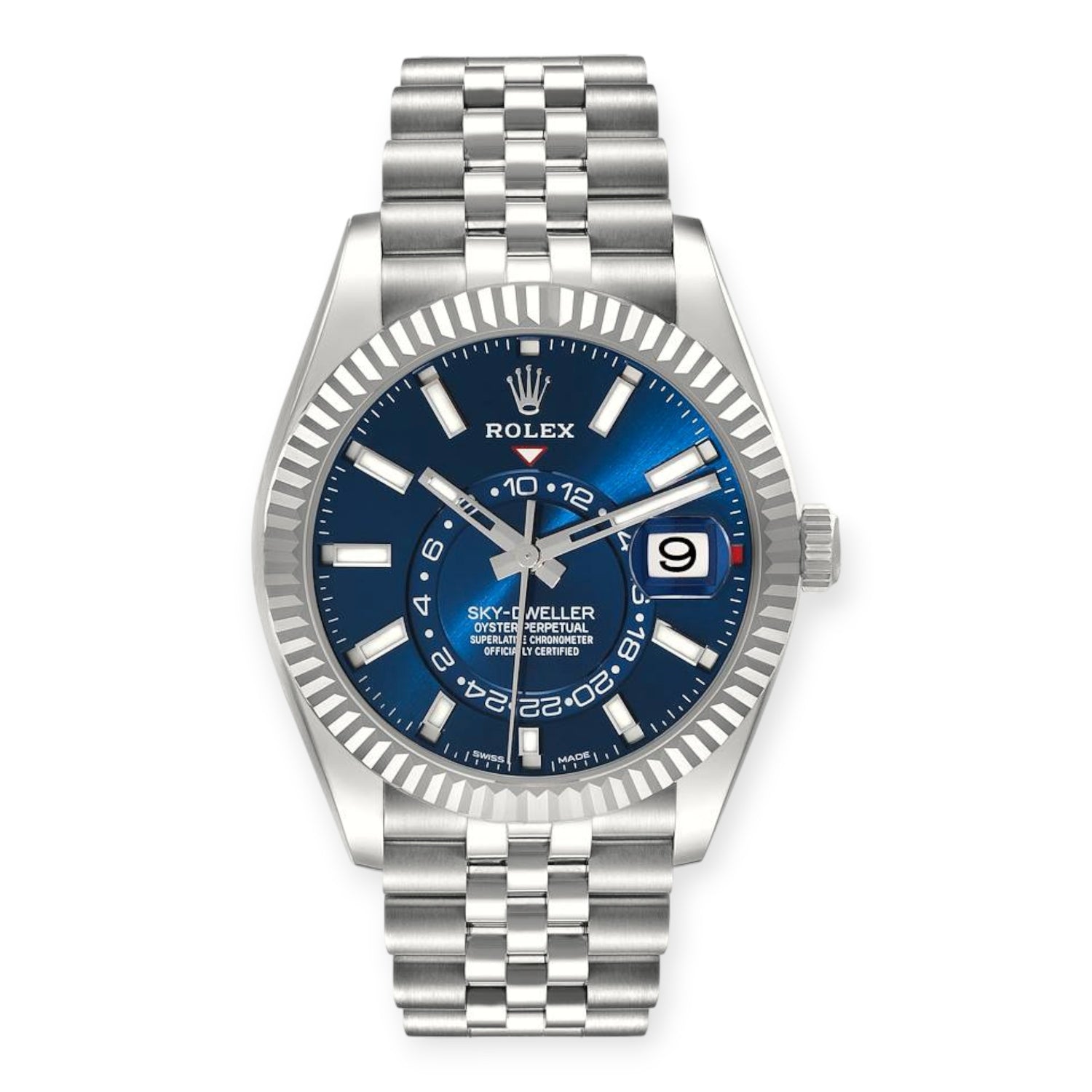 Rolex Sky Dweller Stainless Steel Blue Dial Jubilee Bracelet 326934-Rolex-JD Watches NY