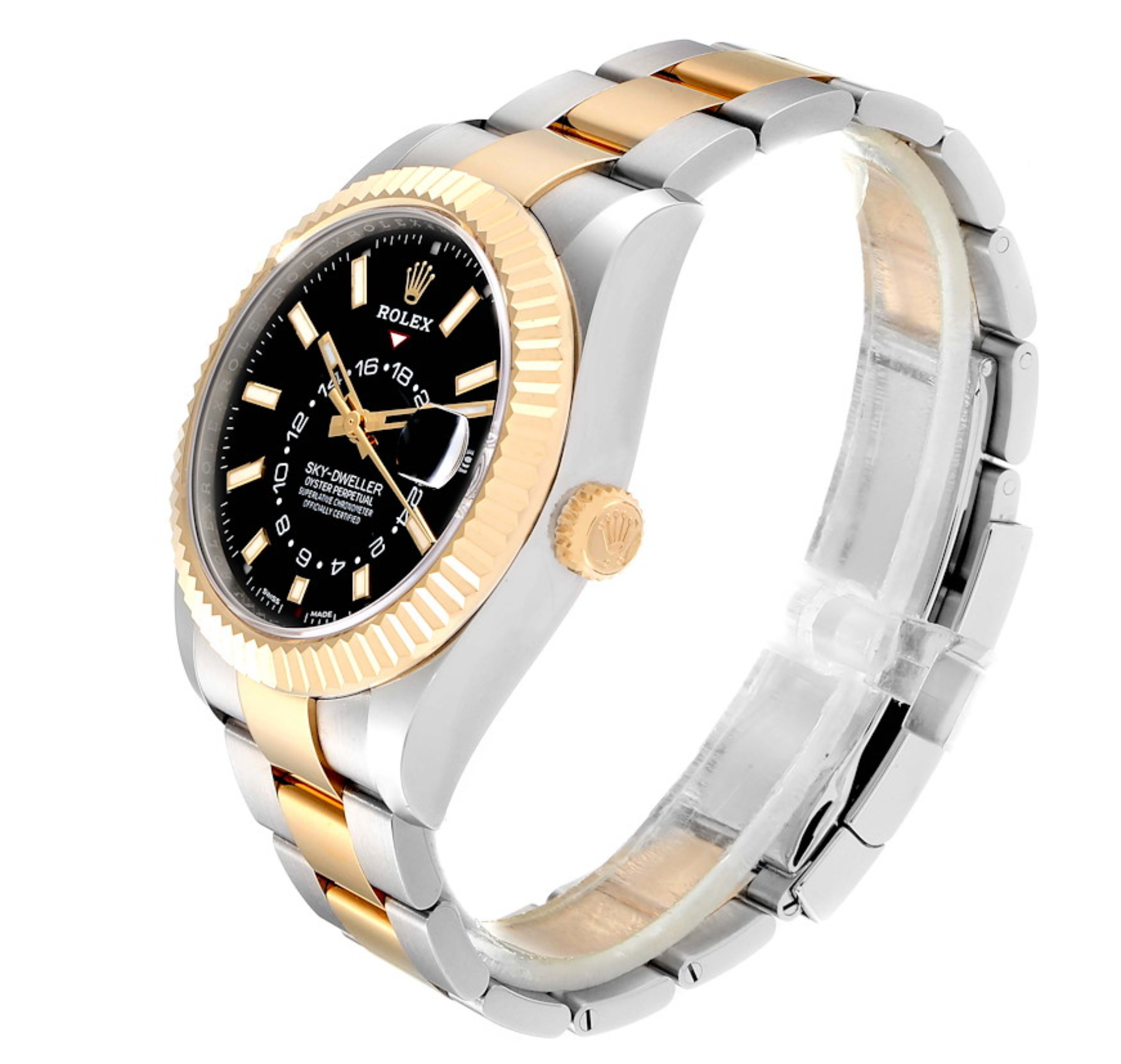 Rolex Sky Dweller Stainless Steel and Yellow Gold Jubilee Bracelet Black Dial 326933-Rolex-JD Watches NY