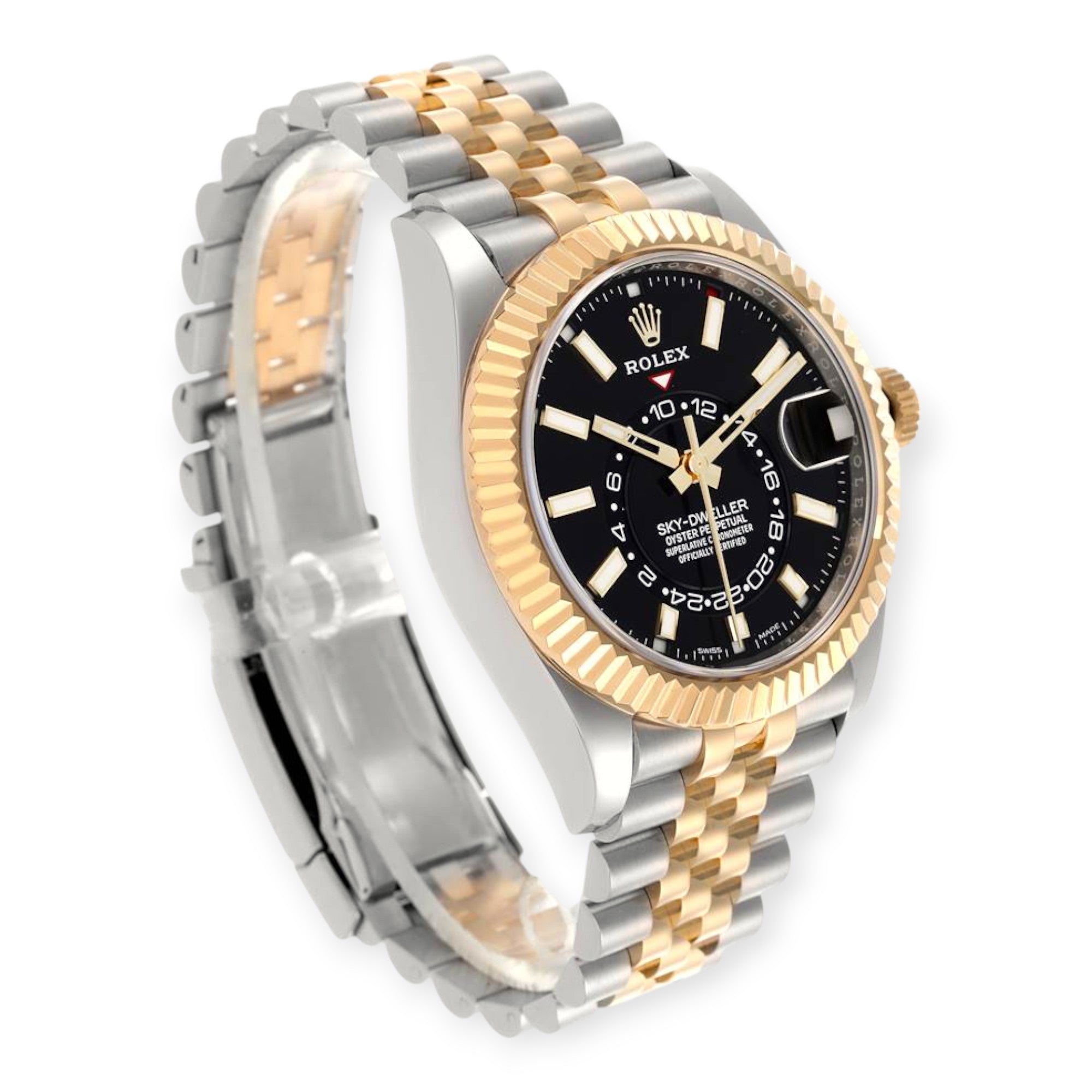 Rolex Sky Dweller Stainless Steel and Yellow Gold Jubilee Bracelet Black Dial 326933-Rolex-JD Watches NY