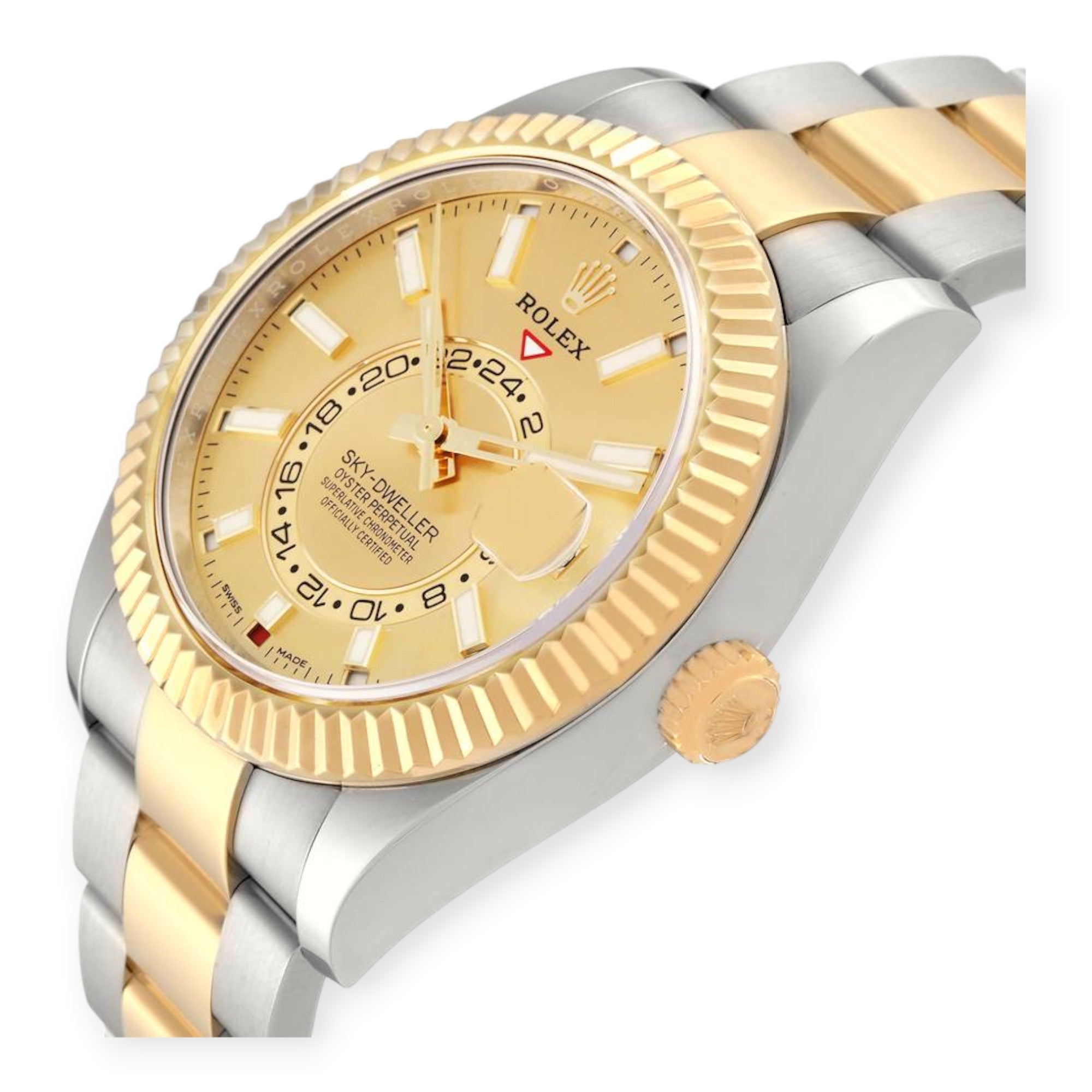 Rolex Sky Dweller Stainless Steel and Yellow Gold Jubilee Bracelet Champagne Dial 326933-Rolex-JD Watches NY