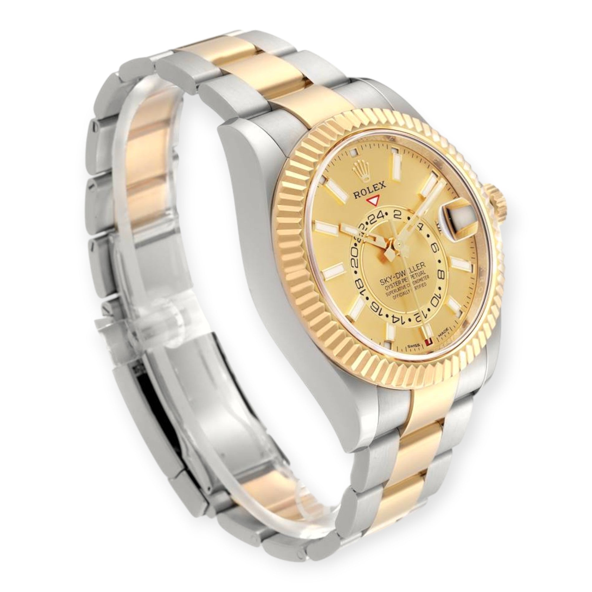 Rolex Sky Dweller Stainless Steel and Yellow Gold Jubilee Bracelet Champagne Dial 326933-Rolex-JD Watches NY