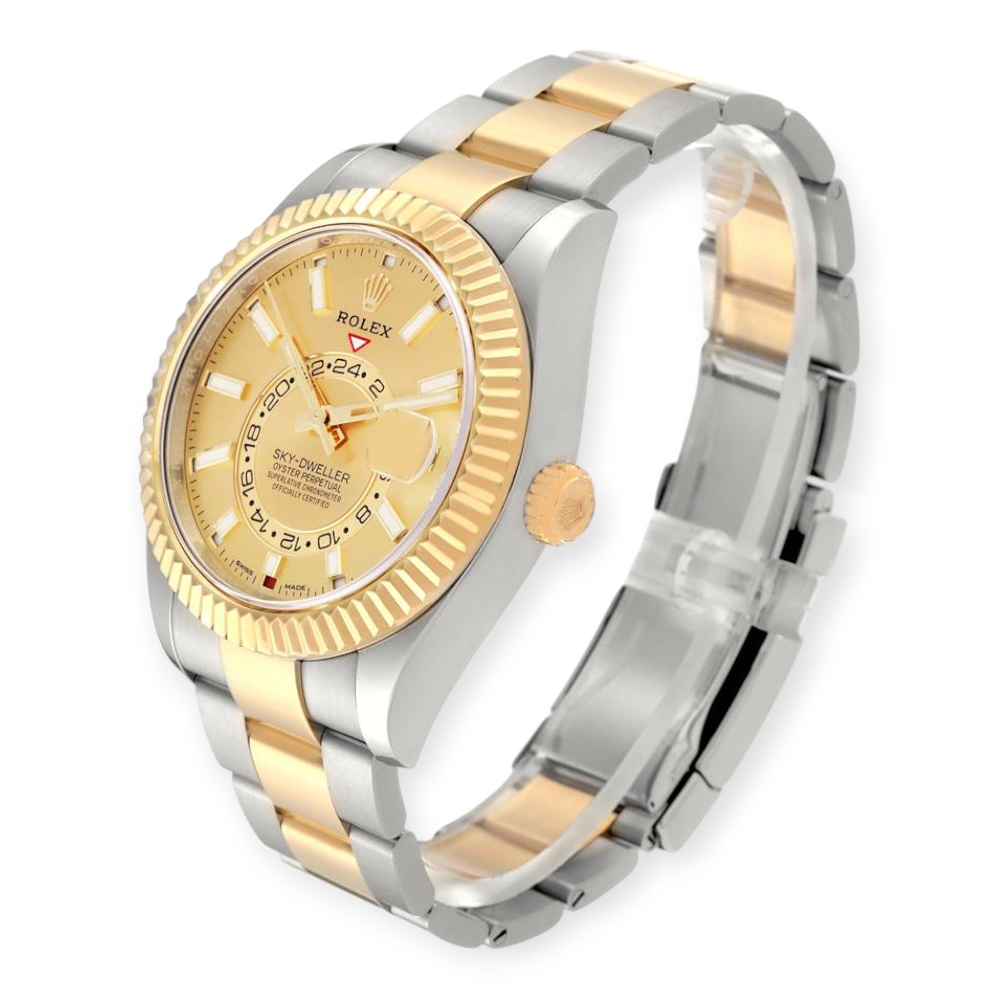 Rolex Sky Dweller Stainless Steel and Yellow Gold Jubilee Bracelet Champagne Dial 326933-Rolex-JD Watches NY