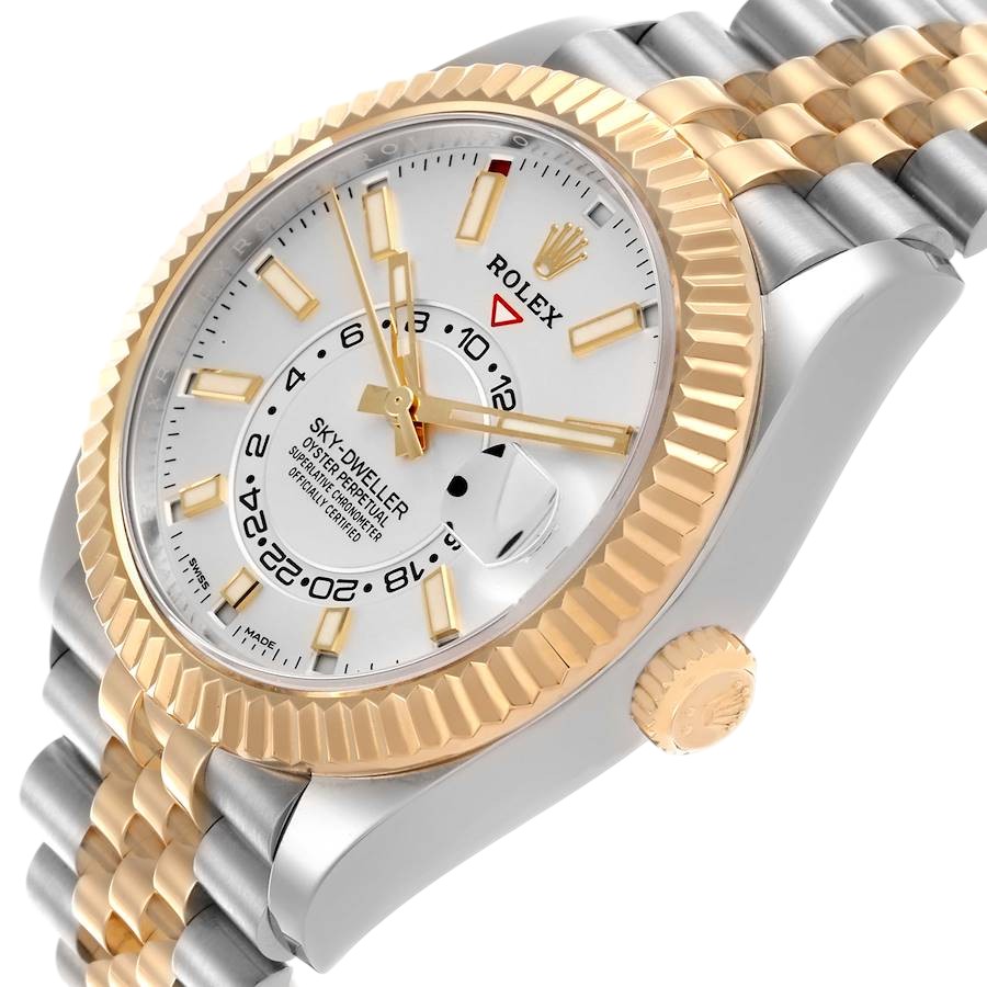 Rolex Sky Dweller Stainless Steel and Yellow Gold Jubilee Bracelet White Dial 326933-Rolex-JD Watches NY