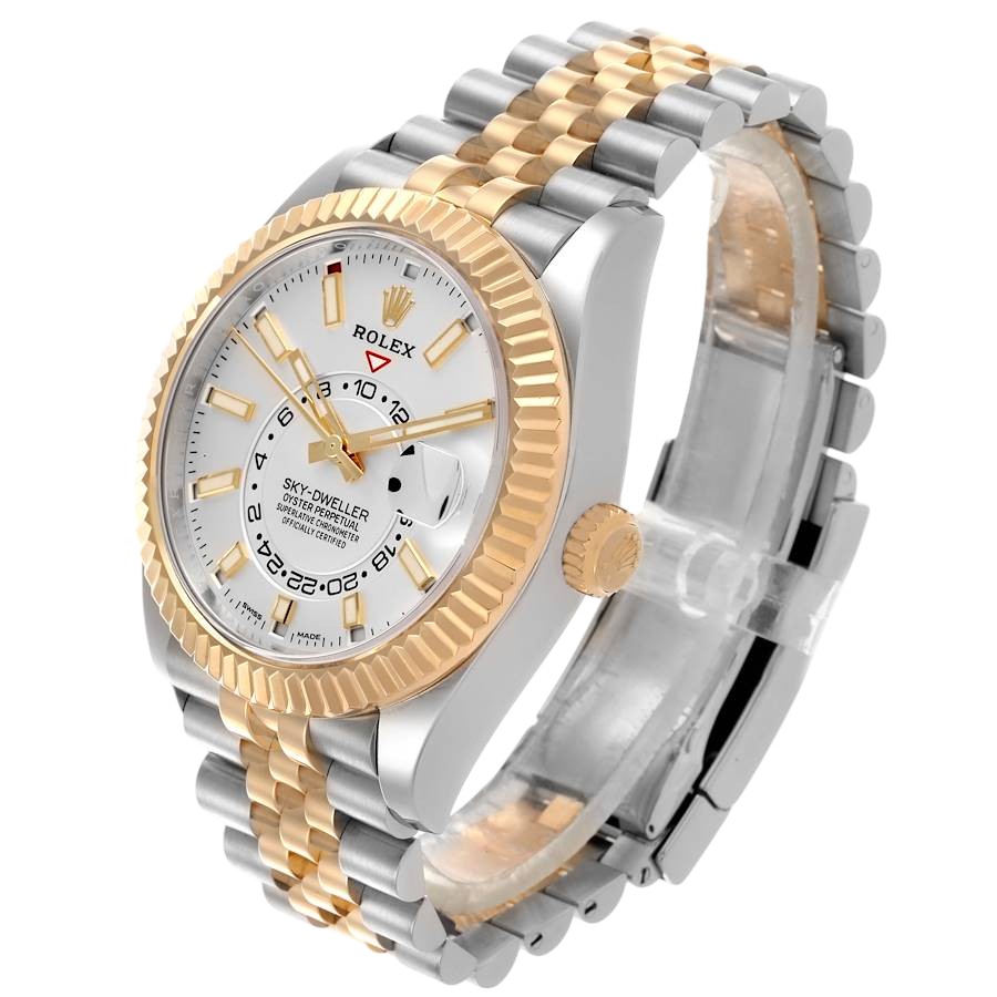Rolex Sky Dweller Stainless Steel and Yellow Gold Jubilee Bracelet White Dial 326933-Rolex-JD Watches NY