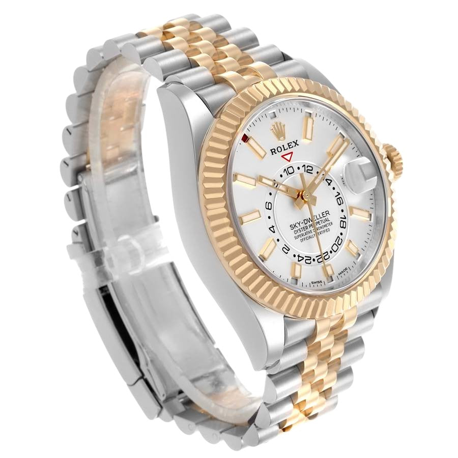 Rolex Sky Dweller Stainless Steel and Yellow Gold Jubilee Bracelet White Dial 326933-Rolex-JD Watches NY