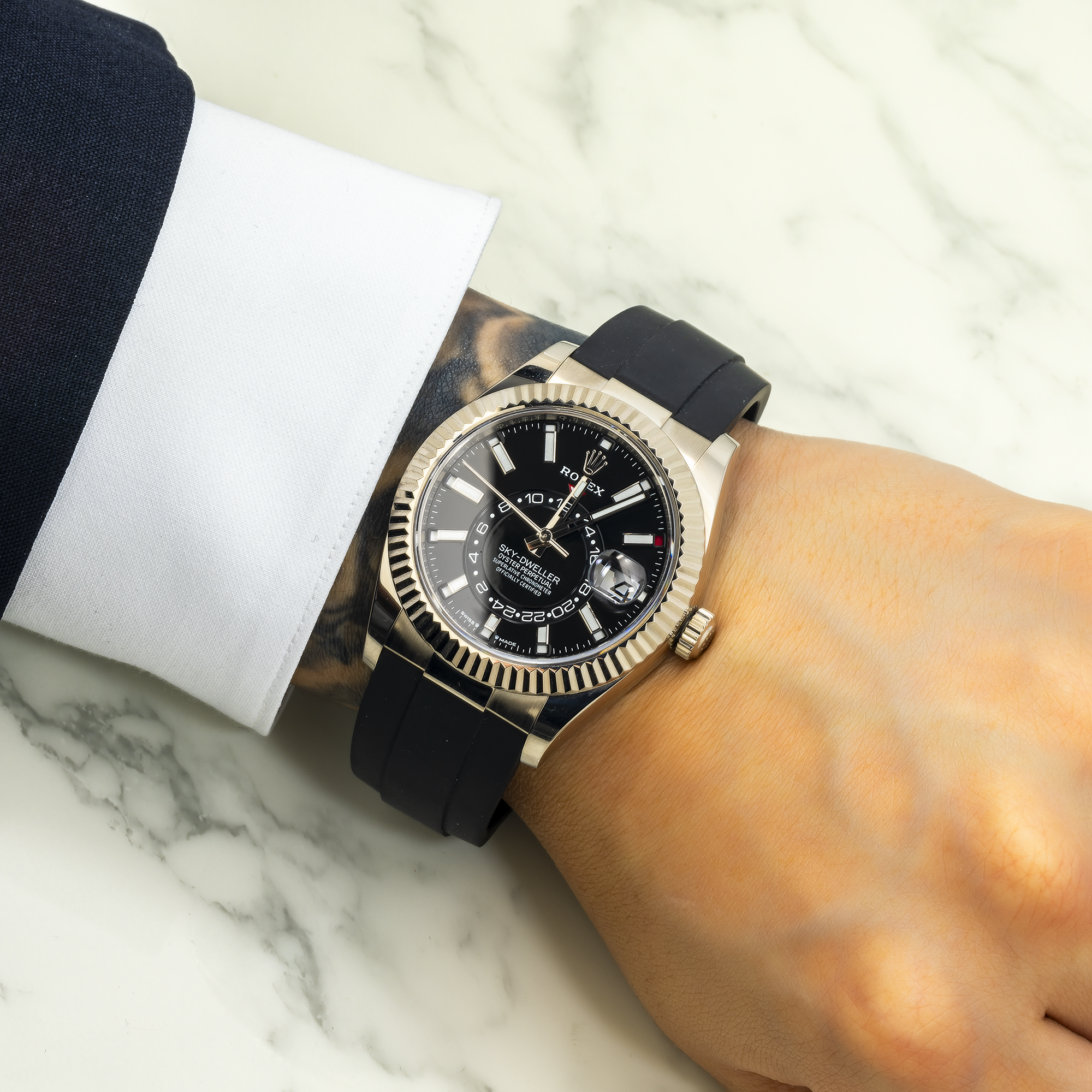 Sky Dweller Oysterflex On Wrist Rolex Sky Dweller Oyster Perpetual