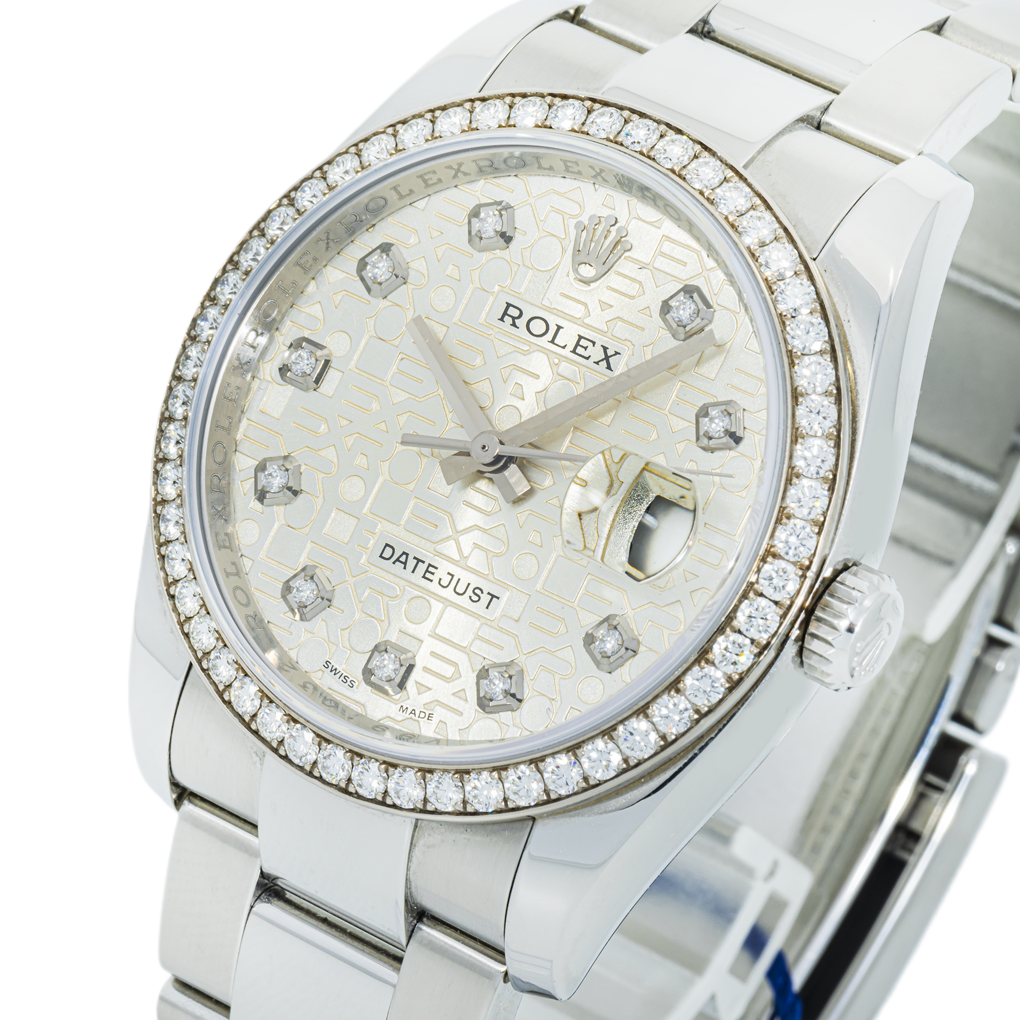 Rolex Stainless Steel Datejust 36 116244 – Silver Jubilee Diamond Dial, Diamond Bezel, Oyster Bracelet
