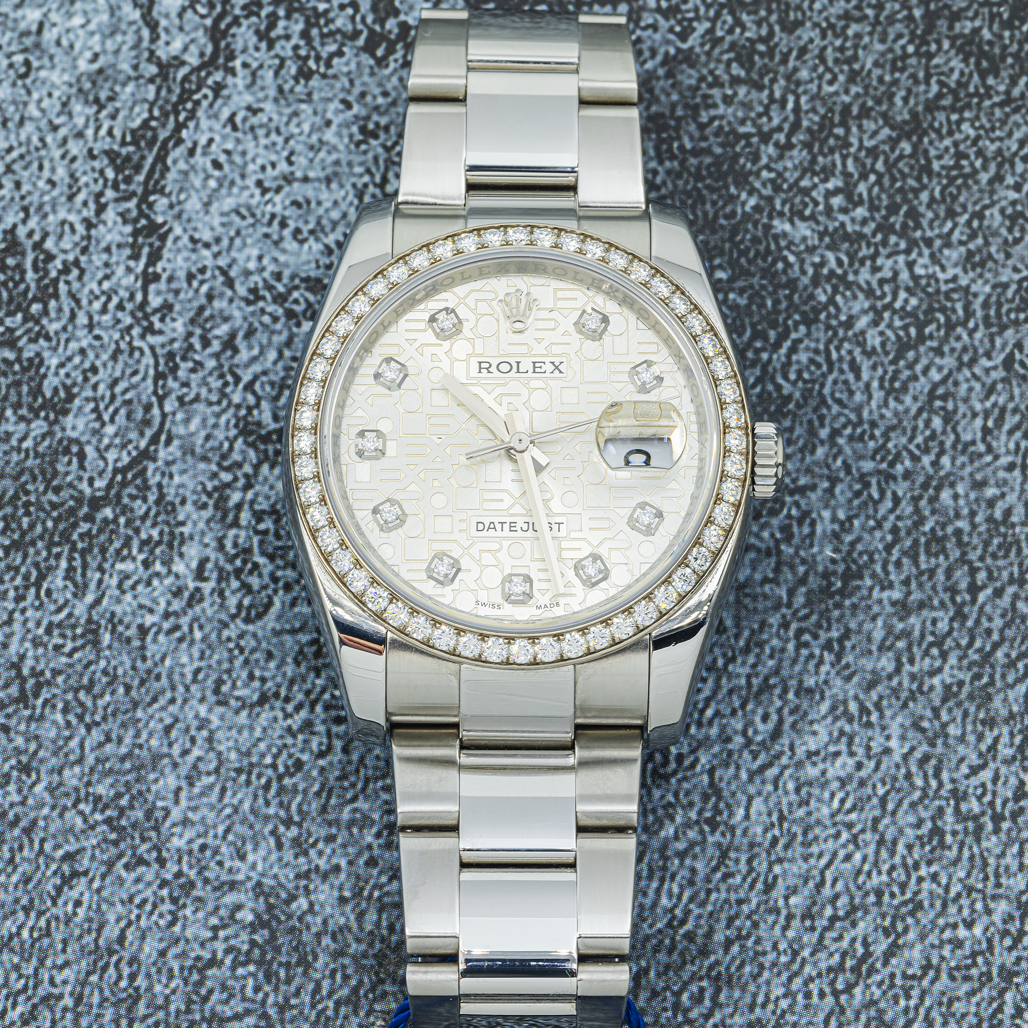 Rolex Stainless Steel Datejust 36 116244 – Silver Jubilee Diamond Dial, Diamond Bezel, Oyster Bracelet