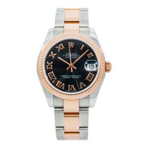 Rolex 31MM Datejust 178271 Stainless Steel & Everose Gold with Oyster Bracelet Black Sunray Dial