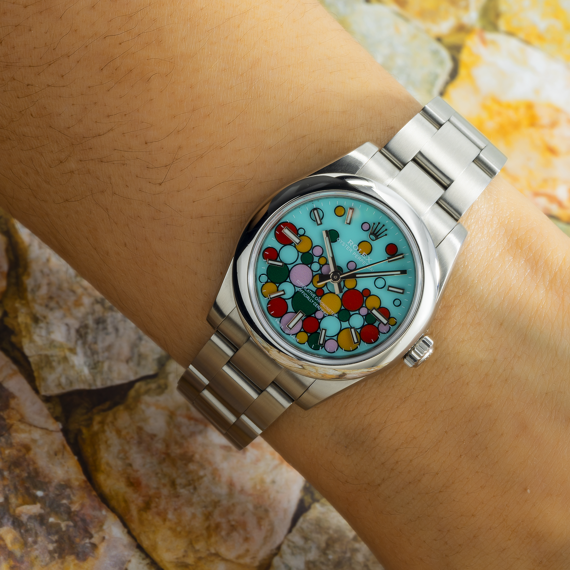Rolex Stainless Steel Oyster 177200 Perpetual 31mm with "Custom Celebration Dial" with Oyster Bracelet-Rolex-JD Watches NY