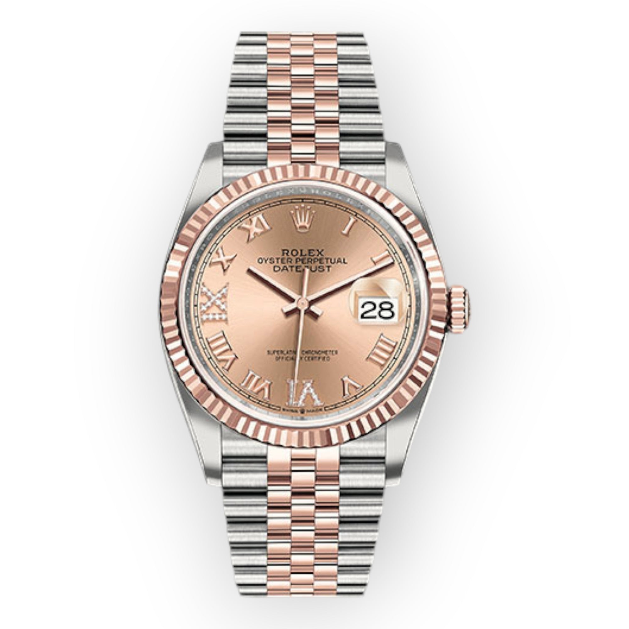 Rolex Steel and Everose Rolesor Datejust 36 Watch 126231 Rose Roman Dial - Jubilee Bracelet-Rolex-JD Watches NY