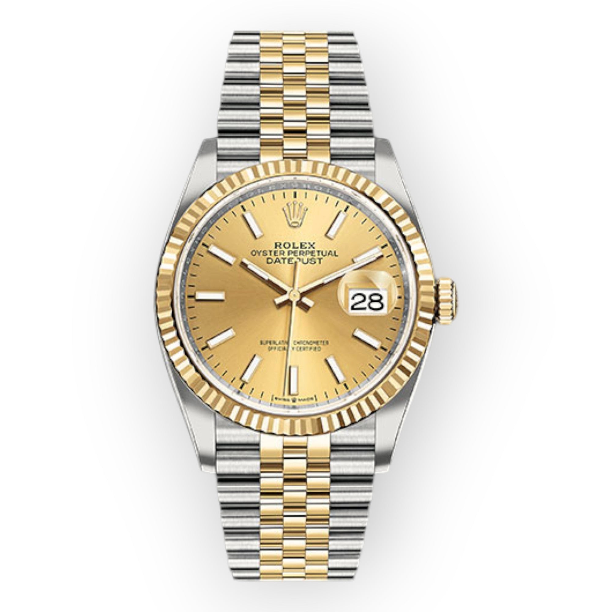 Rolex Steel and Yellow Gold Rolesor Datejust 36 Watch 126233 Champagne Index Dial - Jubilee Bracelet-Rolex-JD Watches NY
