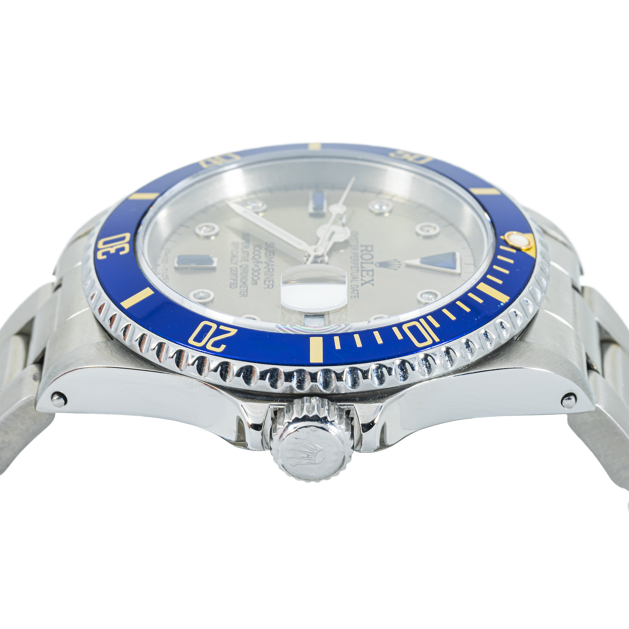 Rolex Submariner 16610 (Aftermarket Dial) Stainless Steel Silver Diamond Dial