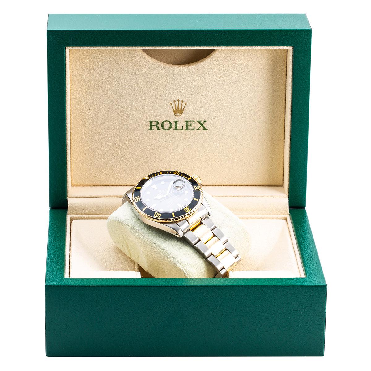 Rolex Submariner 40MM Two Tone Watch Black Bezel Black Dial 16613-Rolex-JD Watches NY