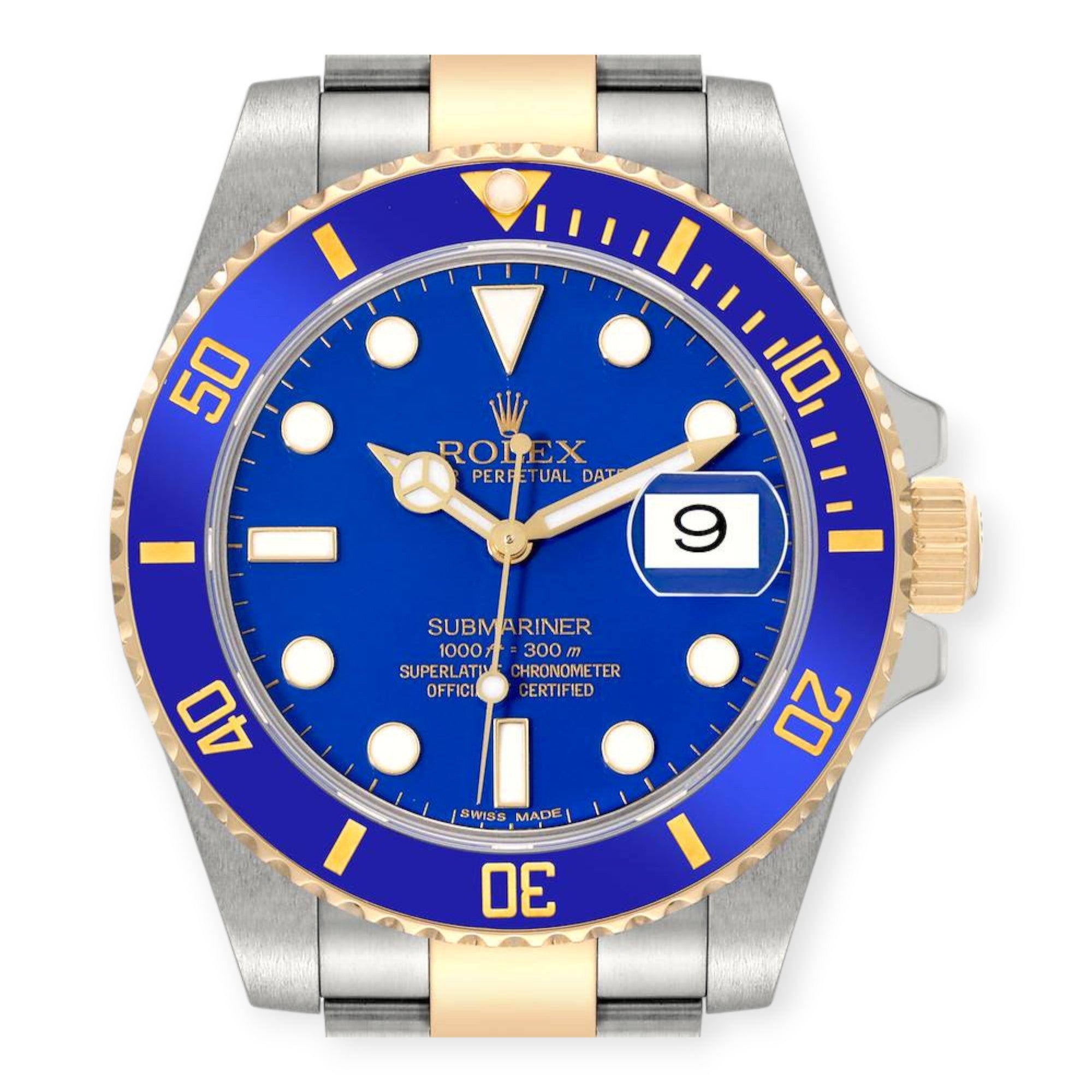 Rolex Submariner 40MM Two Tone Watch Blue Ceramic Bezel Blue Dial 116613LB-Rolex-JD Watches NY