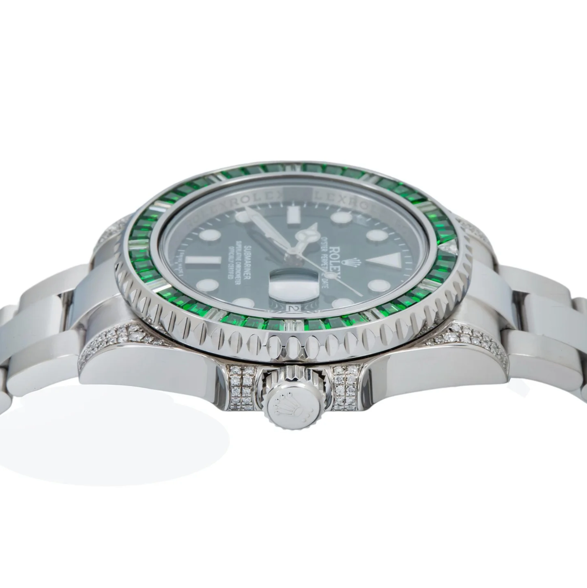 Rolex Submariner Date 40mm Green Dial – Ref. 116610LN – Stainless Steel with Custom Diamond & Gemstone Bezel