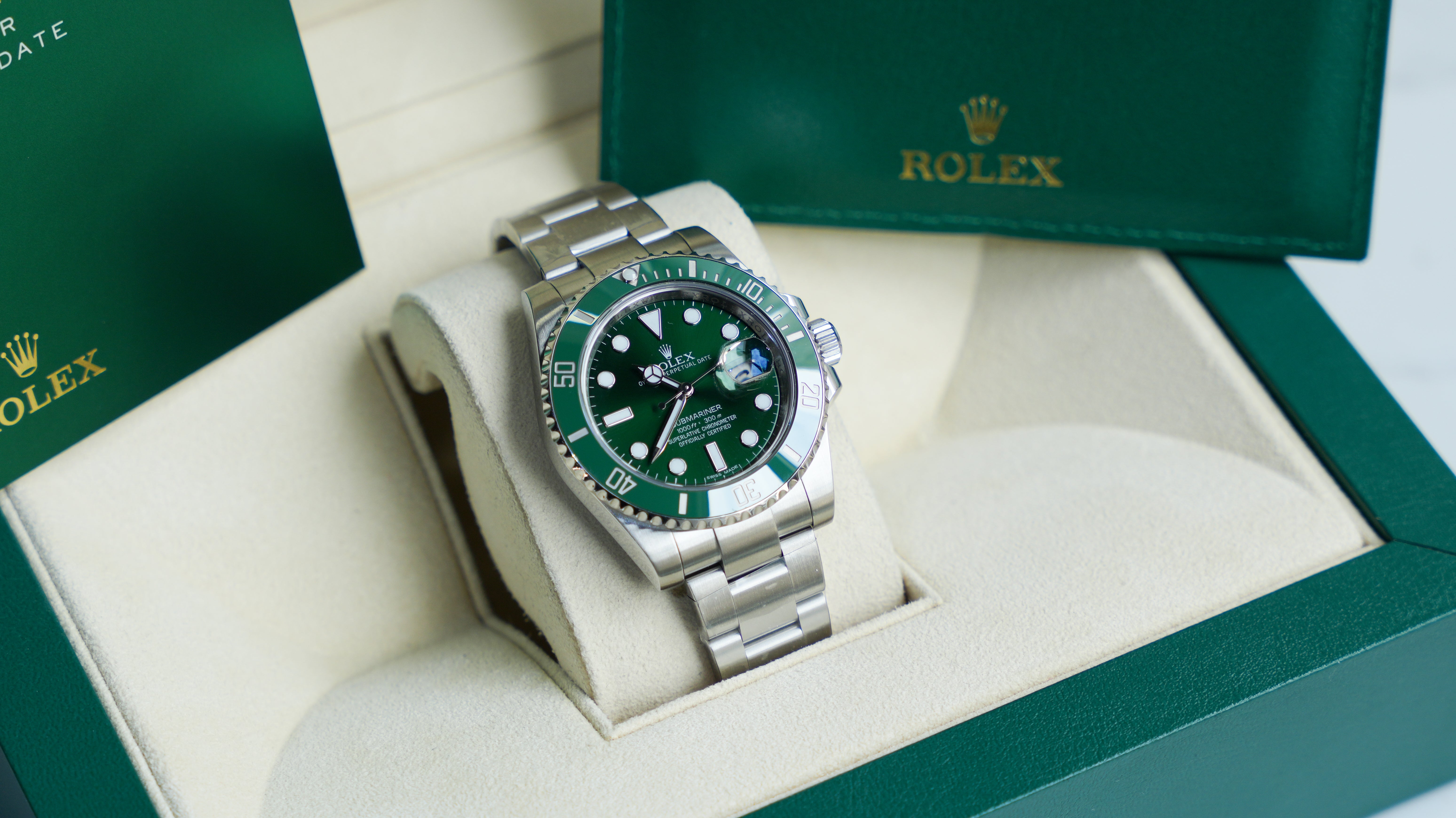 Rolex Submariner Stainless Steel Green Dial Green Ceramic Bezel 116610LV (Hulk)-Rolex-JD Watches NY