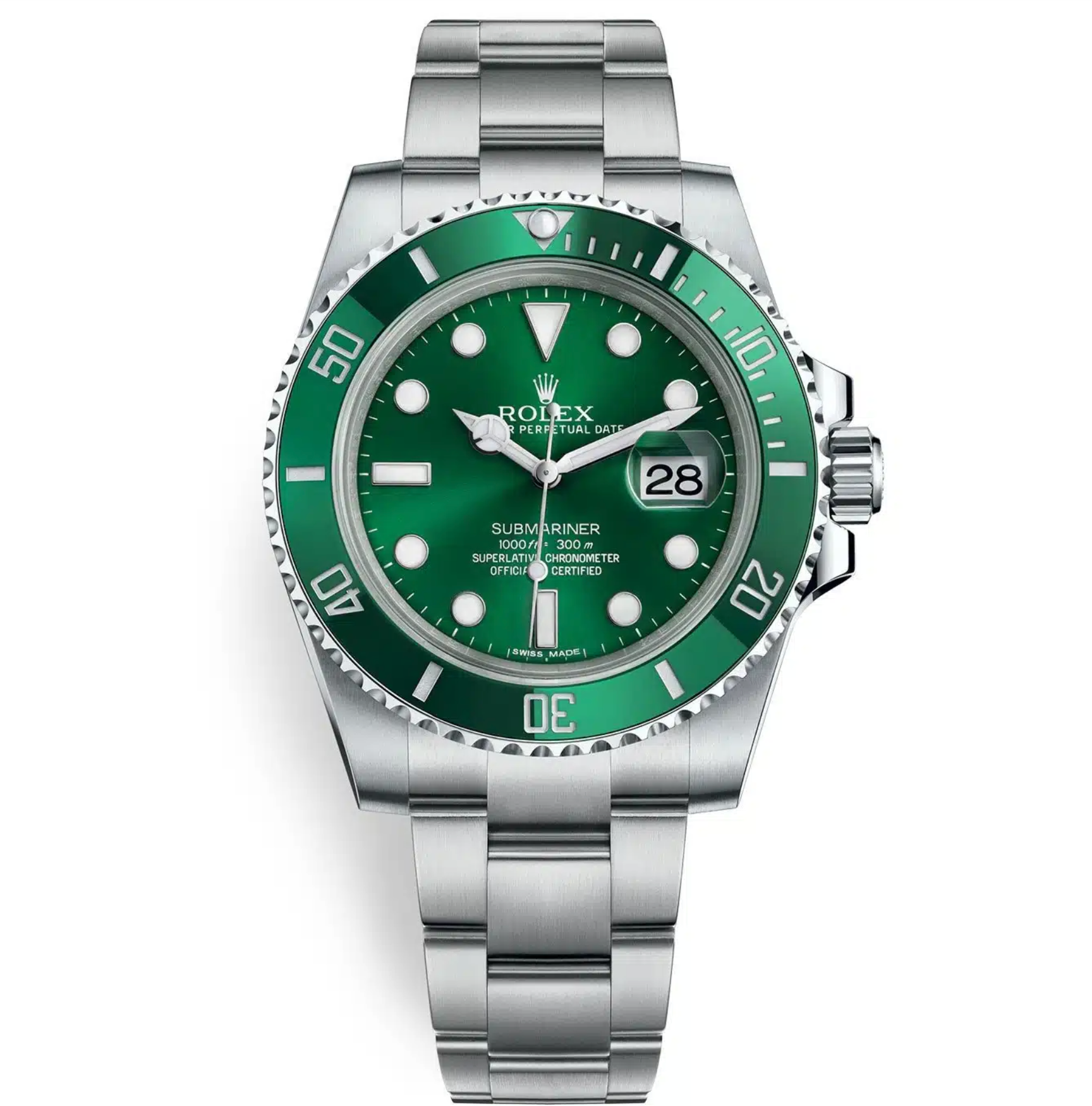 Rolex Submariner Stainless Steel Green Dial Green Ceramic Bezel 116610LV (Hulk)-Rolex-JD Watches NY
