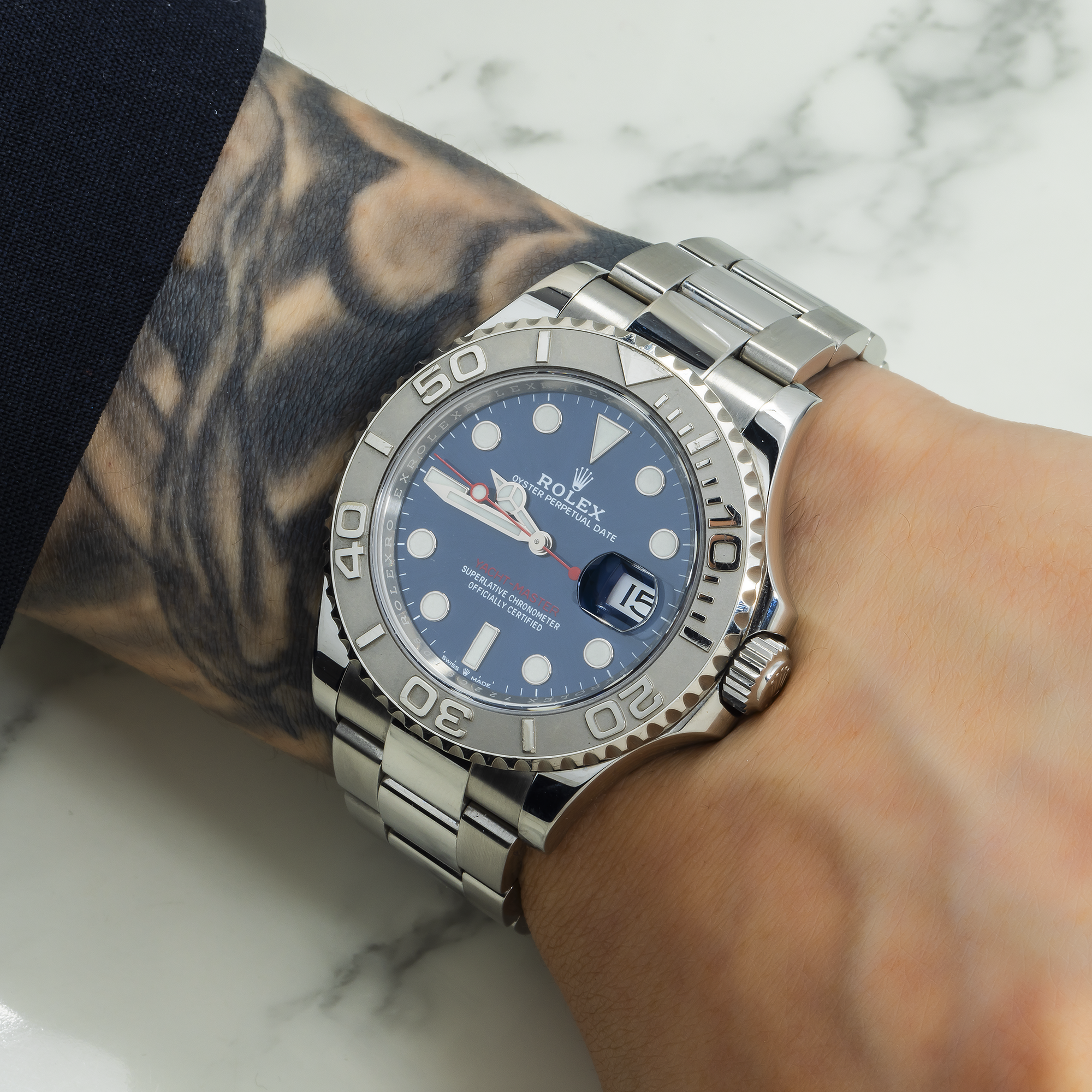 Rolex Yacht-Master 126622 40mm Steel & Platinum Blue Dial Oyster Bracelet Men’s Watch (Year 2018-2020)-Rolex-JD Watches NY