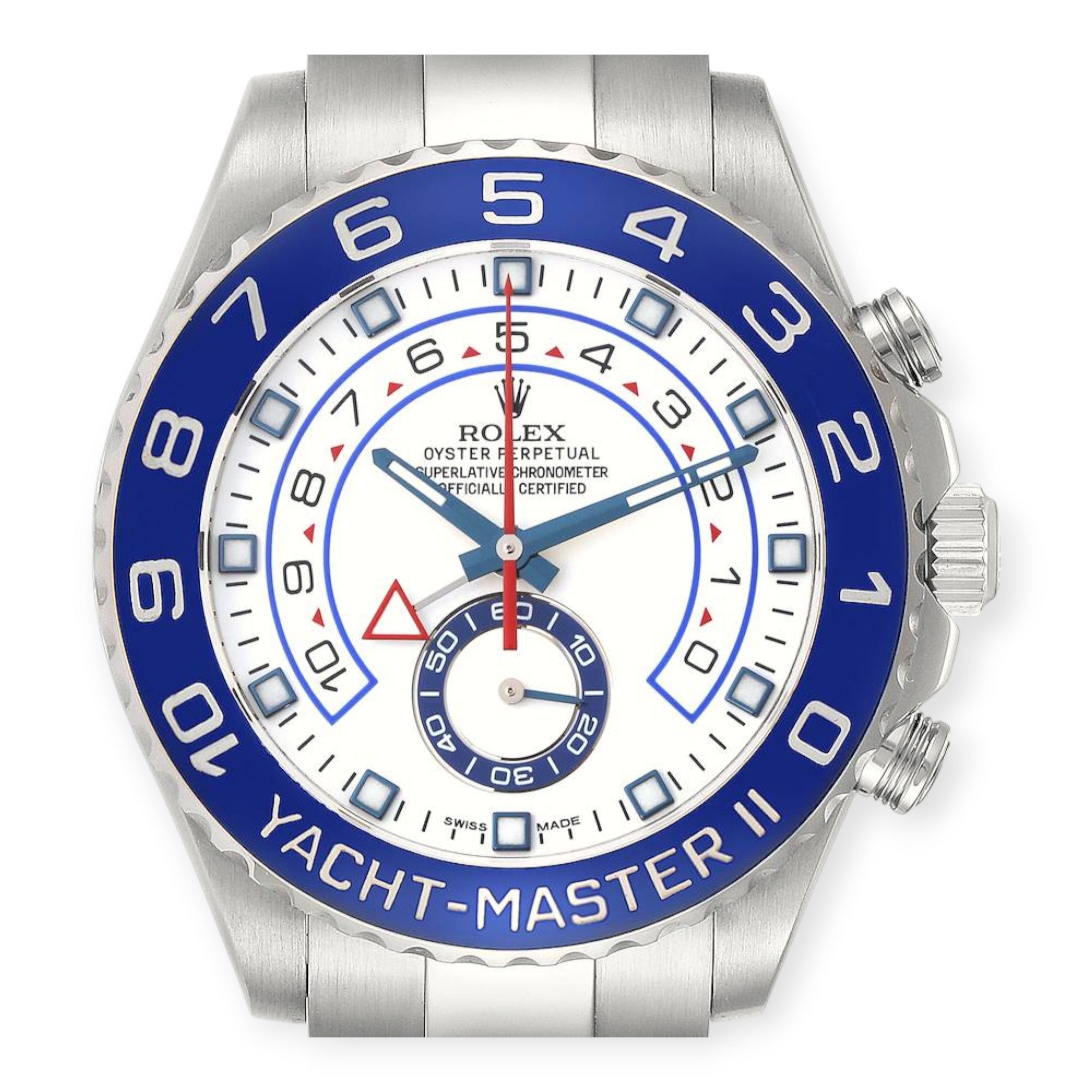 Rolex Yacht-Master II 116680 44MM White Dial Blue Hands With Stainless Steel Bracelet-Rolex-JD Watches NY