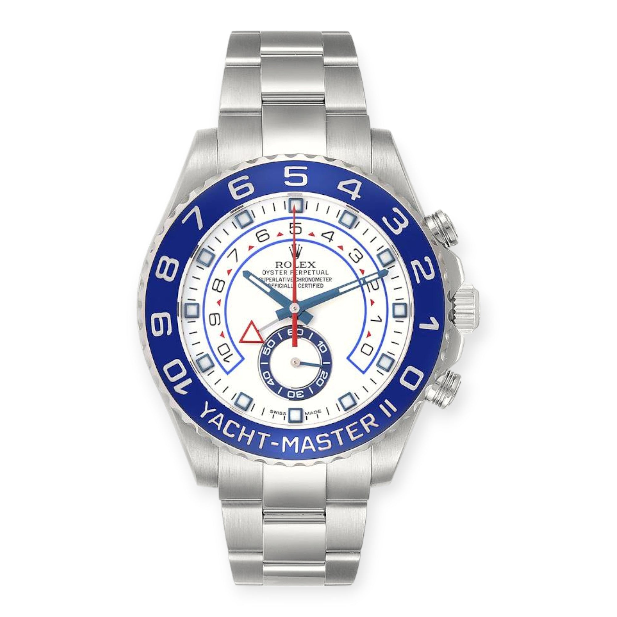 Rolex Yacht-Master II 116680 44MM White Dial Blue Hands With Stainless Steel Bracelet-Rolex-JD Watches NY