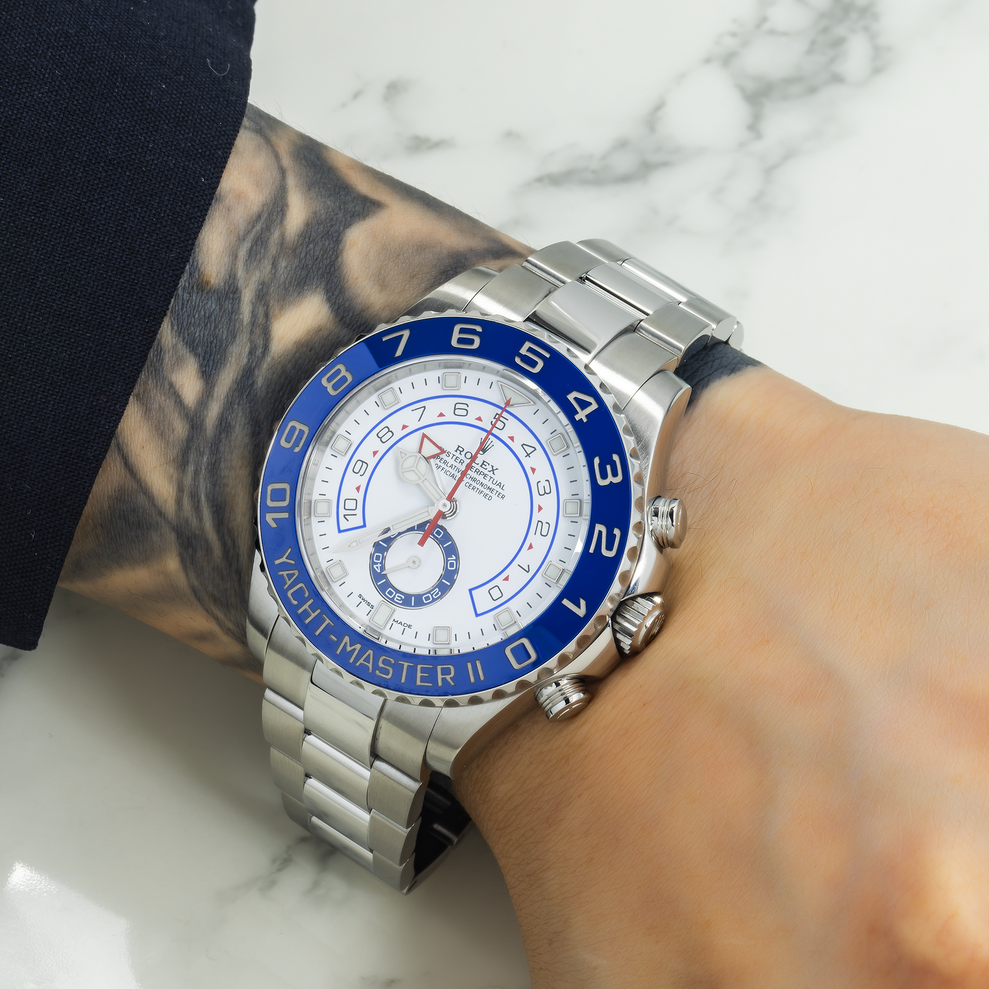 Rolex Yacht-Master II 116680 44mm Stainless Steel White Dial Regatta Chronograph Men’s Watch (2022 - 2024)-Rolex-JD Watches NY