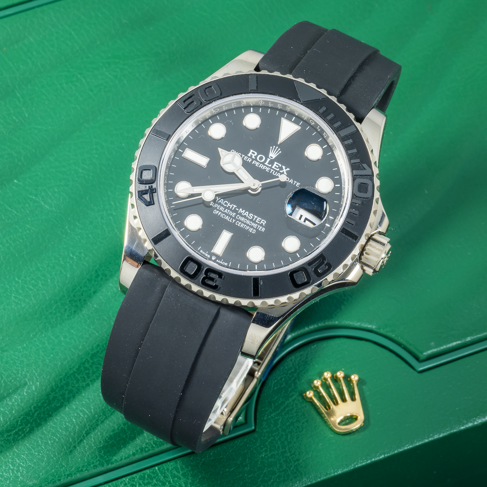 Rolex Yachtmaster White Gold Oysterflex Bracelet Mens Watch 226659-Rolex-JD Watches NY