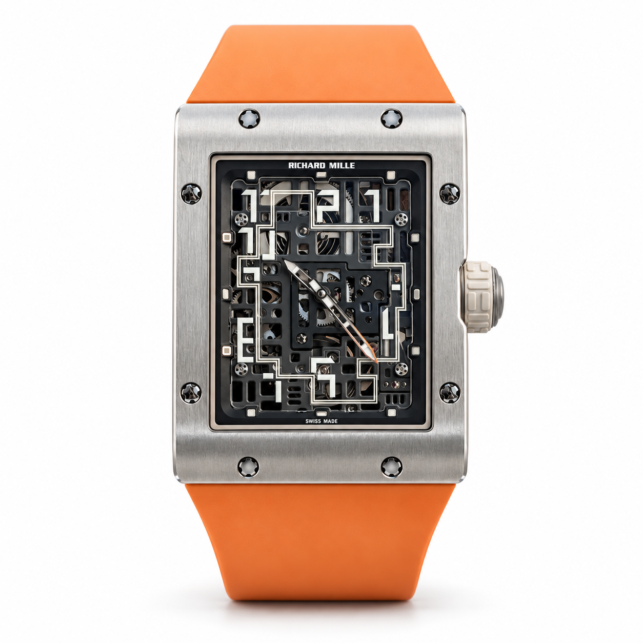 Richard Mille RM 16-02 Automatic Extra Flat Titanium Skeleton Dial Orange Rubber Strap