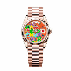 Rolex Day-Date 40 128235 Puzzle Dial Everose Gold President Bracelet