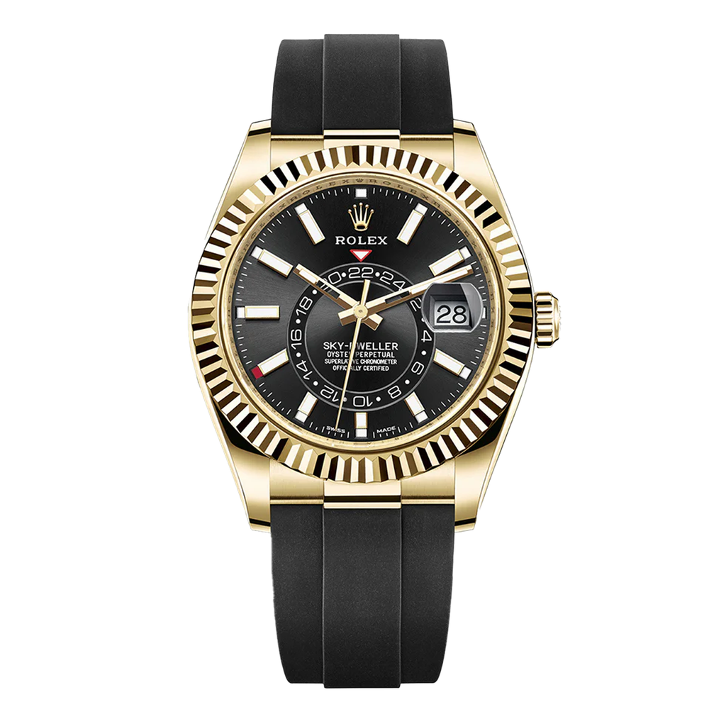 Rolex Sky-Dweller 326238 Yellow Gold Black Dial Oysterflex 42mm – JD ...