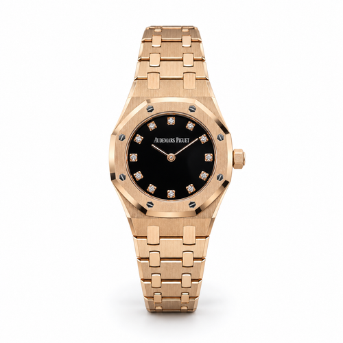 Audemars Piguet Royal Oak Mini 23mm 18K Pink Gold Black Onyx Diamond Dial – 67630OR.OO.1312OR.01-B