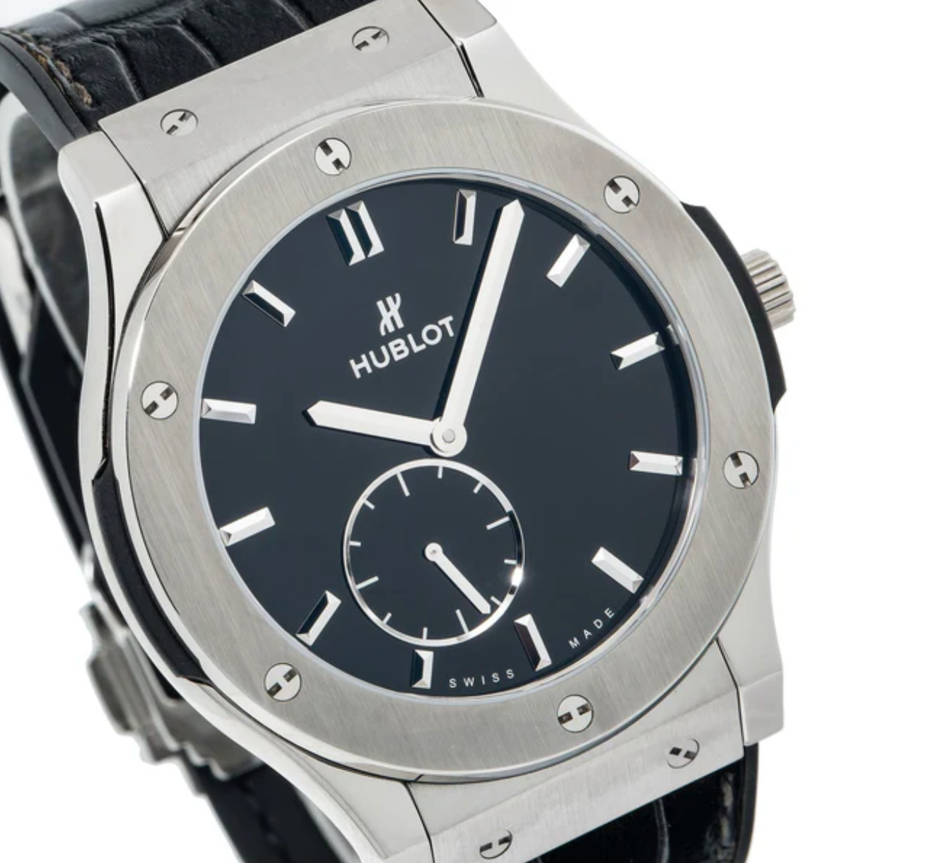 Hublot Classic Fusion Ultra-Thin 515.NX.1270.LR – Titanium 45mm with Black Dial and Leather Strap