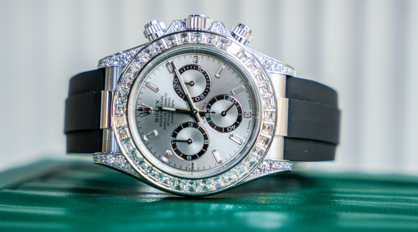 Rolex Cosmograph Daytona – 18k White Gold with Diamond Bezel Ref. 126539TBR-0002-Rolex-JD Watches NY