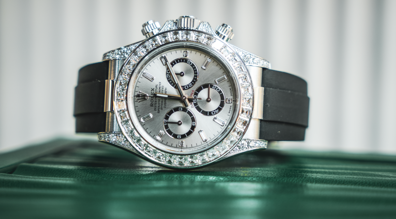 Rolex Cosmograph Daytona – 18k White Gold with Diamond Bezel Ref. 126539TBR-0002-Rolex-JD Watches NY
