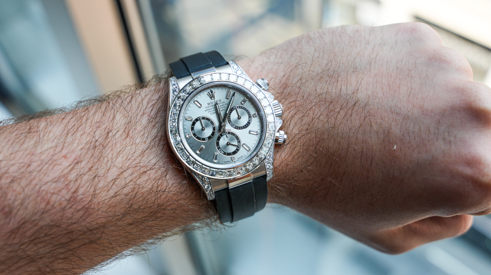 Rolex Cosmograph Daytona – 18k White Gold with Diamond Bezel Ref. 126539TBR-0002-Rolex-JD Watches NY
