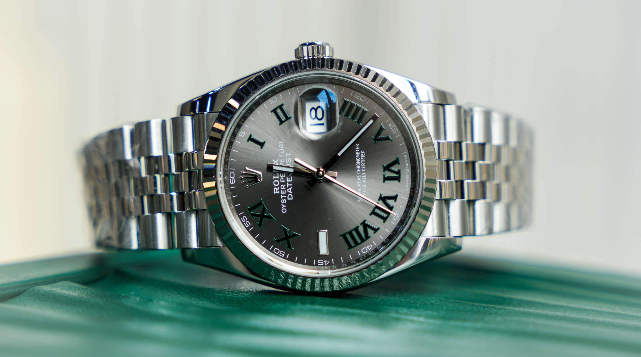 Rolex Datejust 36 – Stainless Steel with Slate 'Wimbledon' Dial & White Gold Fluted Bezel Ref. 126234-Rolex-JD Watches NY