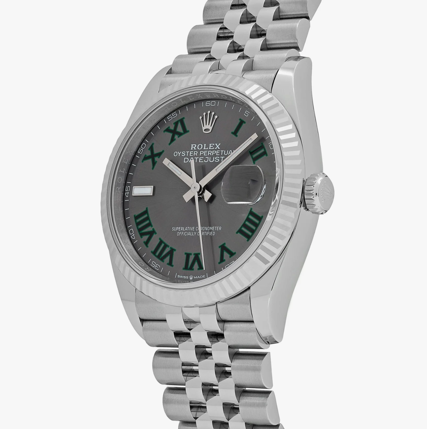 Rolex Datejust 36 – Stainless Steel with Slate 'Wimbledon' Dial & White Gold Fluted Bezel Ref. 126234-Rolex-JD Watches NY